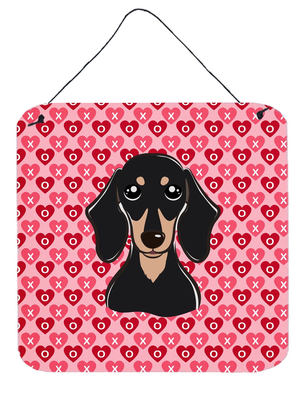Smooth Black and Tan Dachshund Hearts Wall or Door Hanging Prints BB5285DS66 by Caroline&#39;s Treasures