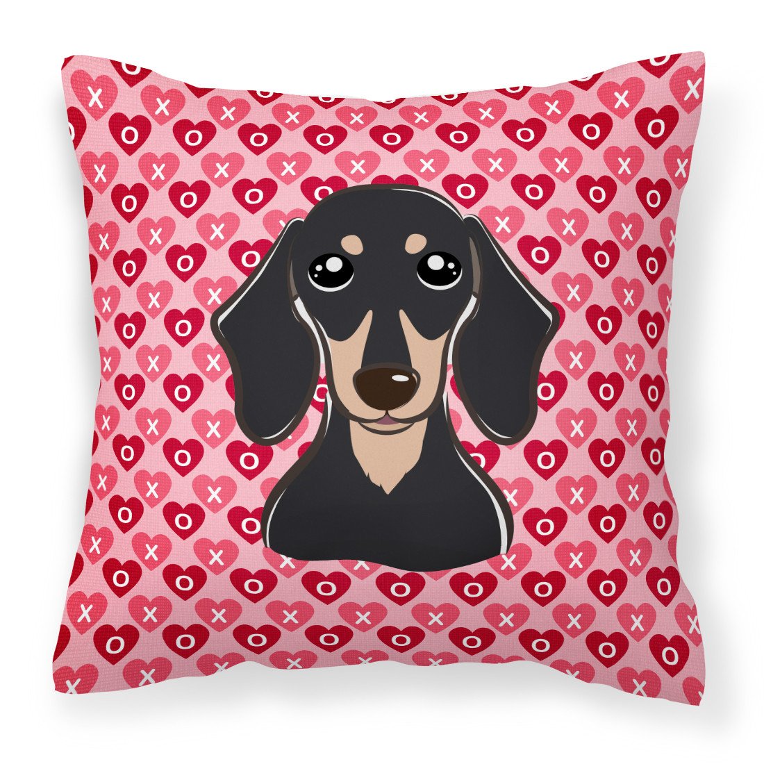 Smooth Black and Tan Dachshund Hearts Fabric Decorative Pillow BB5285PW1818 by Caroline's Treasures