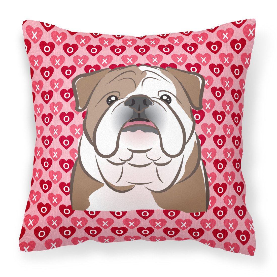 English Bulldog  Hearts Fabric Decorative Pillow BB5289PW1818 by Caroline&#39;s Treasures