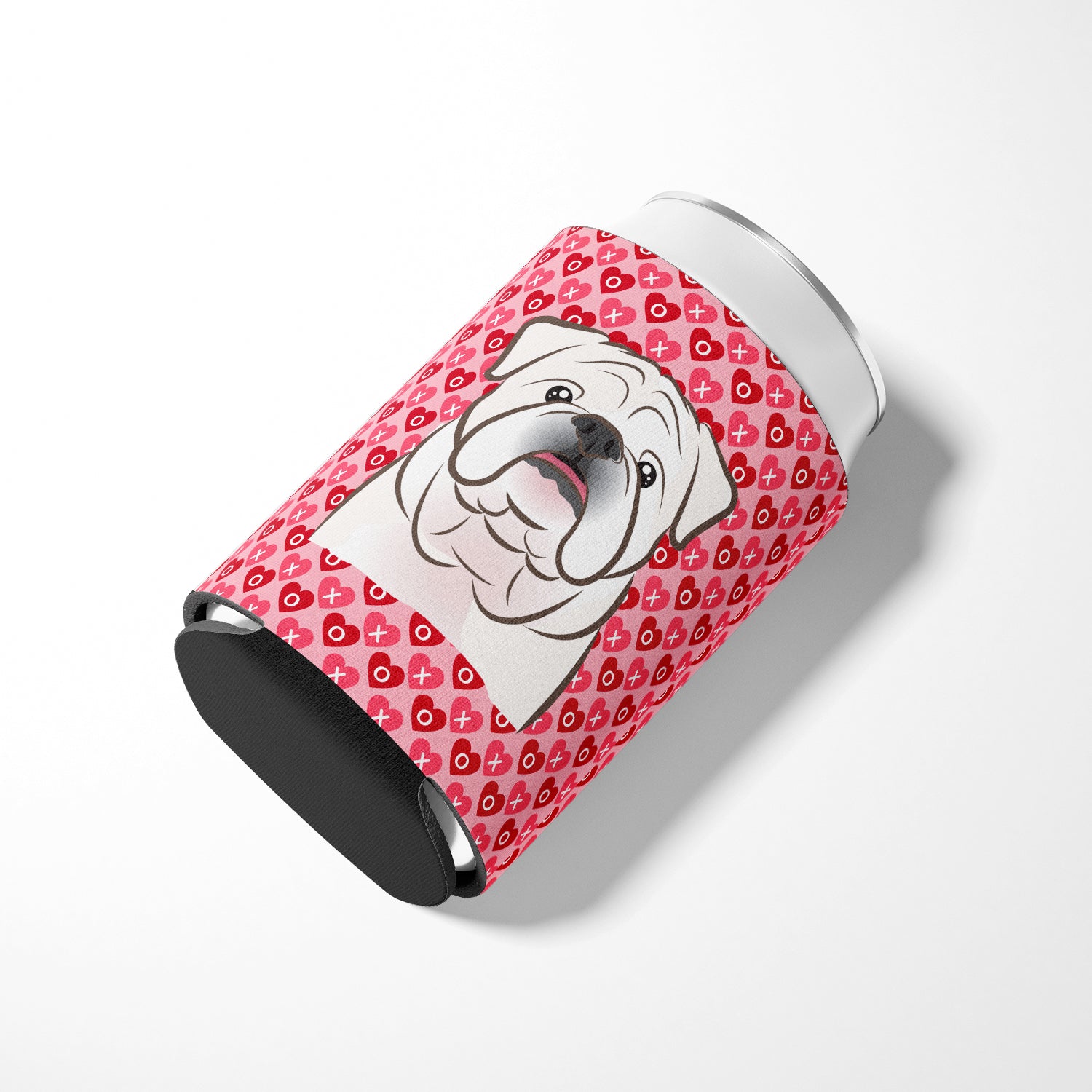 White English Bulldog  Hearts Can or Bottle Hugger BB5290CC