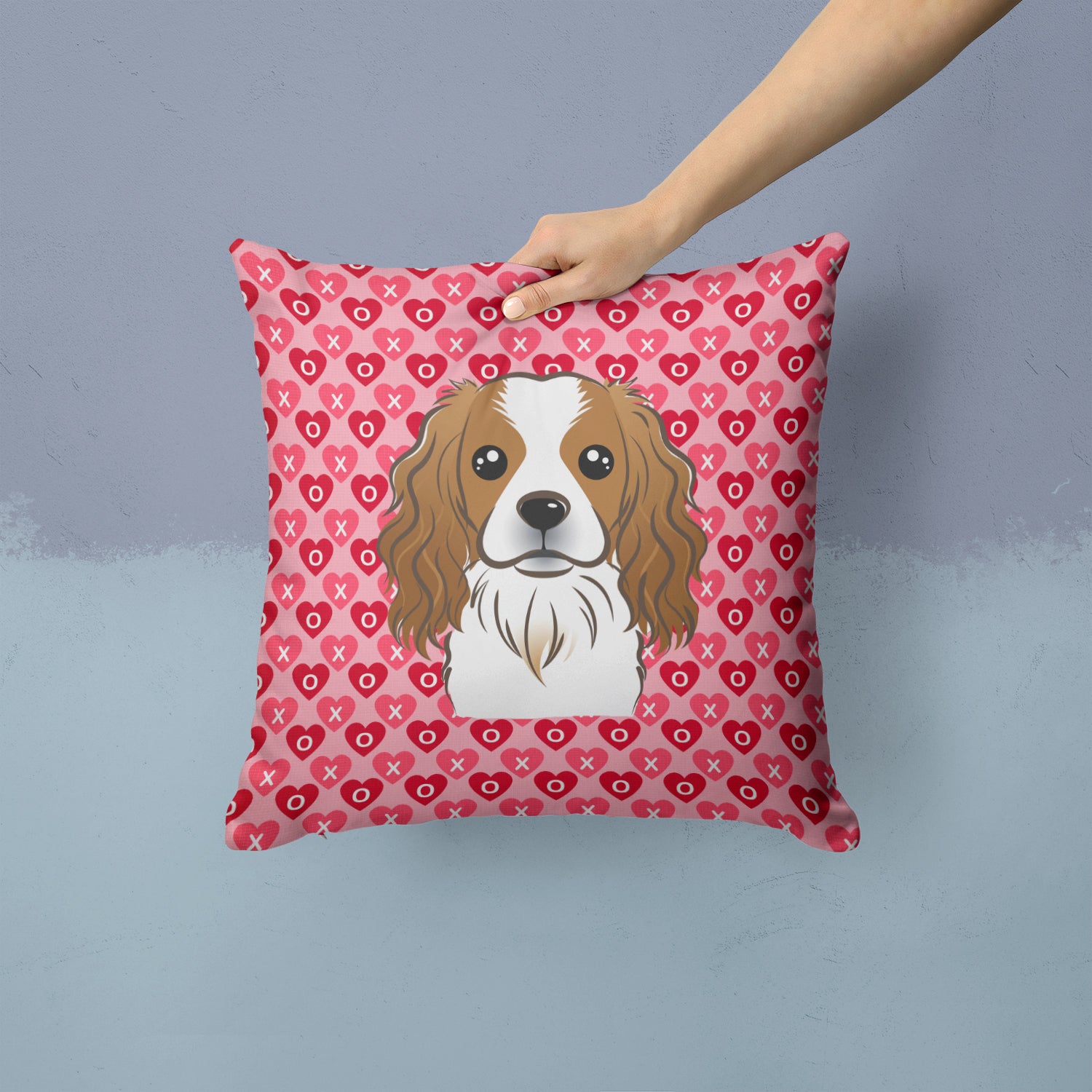 Cavalier Spaniel Hearts Fabric Decorative Pillow BB5294PW1414 - the-store.com