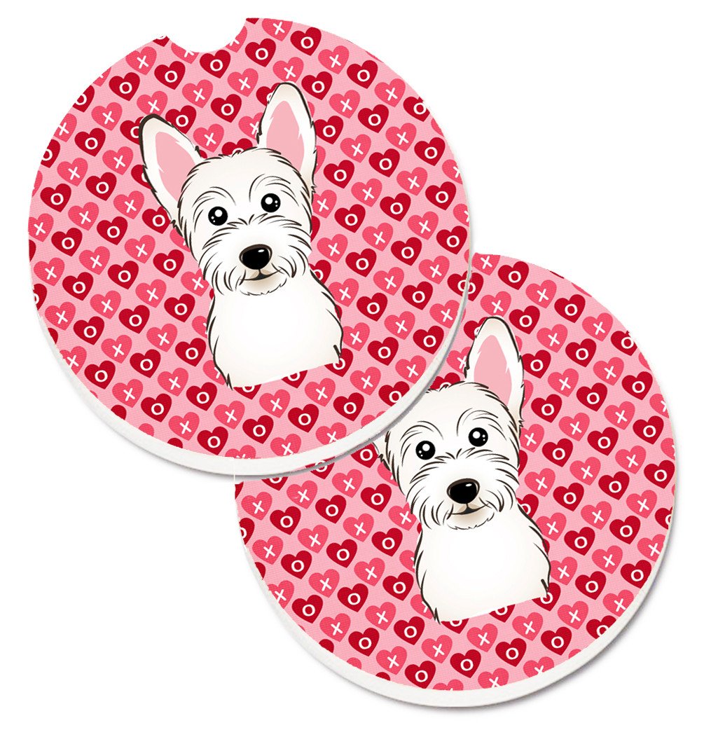 Westie Hearts Set of 2 Cup Holder Car Coasters BB5296CARC by Caroline&#39;s Treasures