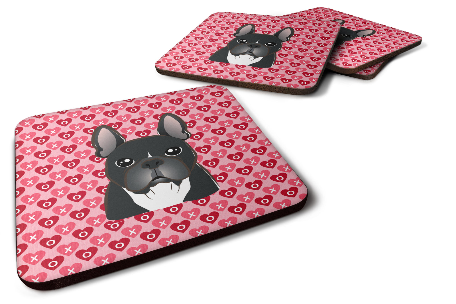 French Bulldog Hearts Foam Coaster Set of 4 BB5297FC - the-store.com