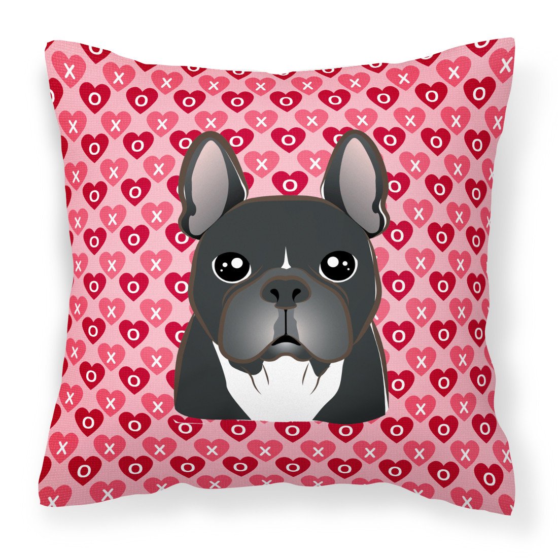 French Bulldog Hearts Fabric Decorative Pillow BB5297PW1818 by Caroline&#39;s Treasures
