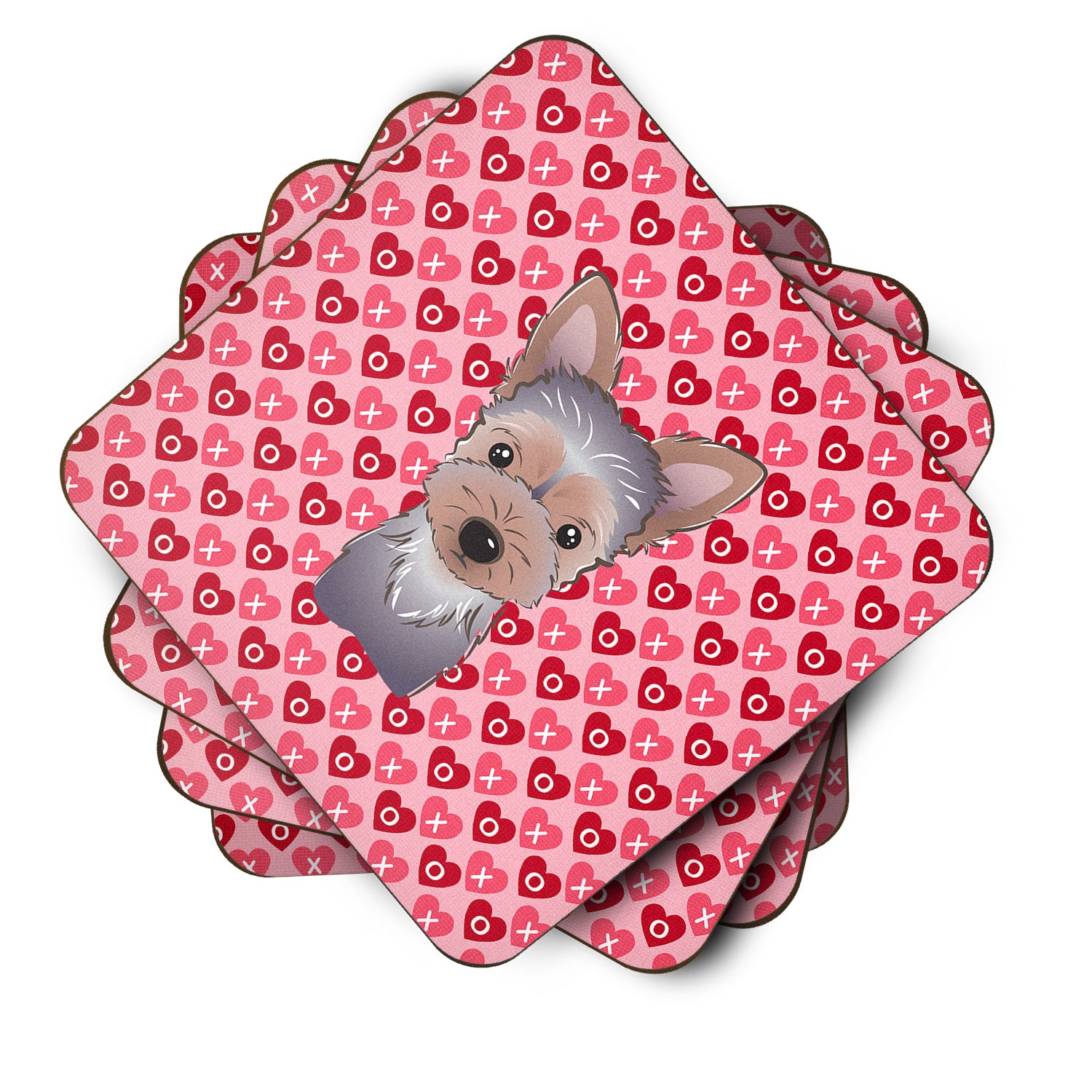 Yorkie Puppy Hearts Foam Coaster Set of 4 BB5302FC - the-store.com