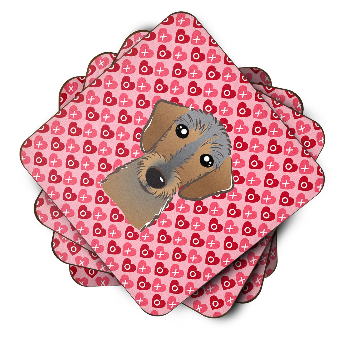Wirehaired Dachshund Hearts Foam Coaster Set of 4 BB5303FC - the-store.com