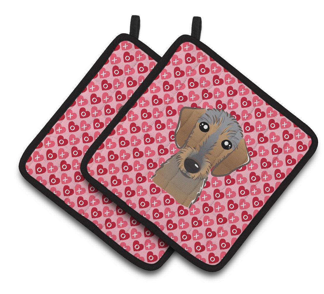 Wirehaired Dachshund Hearts Pair of Pot Holders BB5303PTHD by Caroline&#39;s Treasures