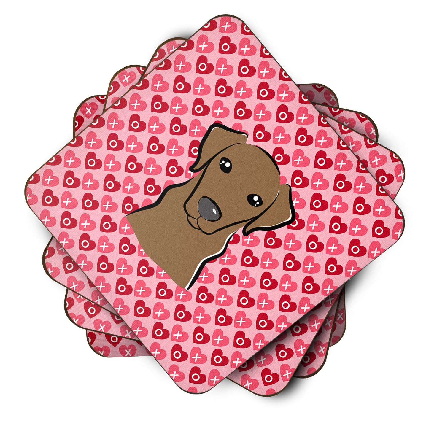 Chocolate Labrador Hearts Foam Coaster Set of 4 BB5304FC - the-store.com