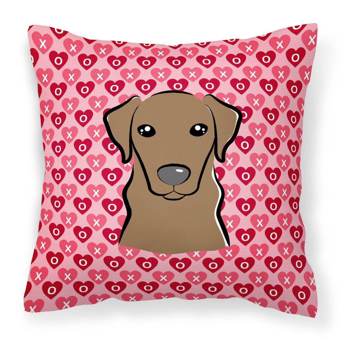 Chocolate Labrador Hearts Fabric Decorative Pillow BB5304PW1818 by Caroline's Treasures