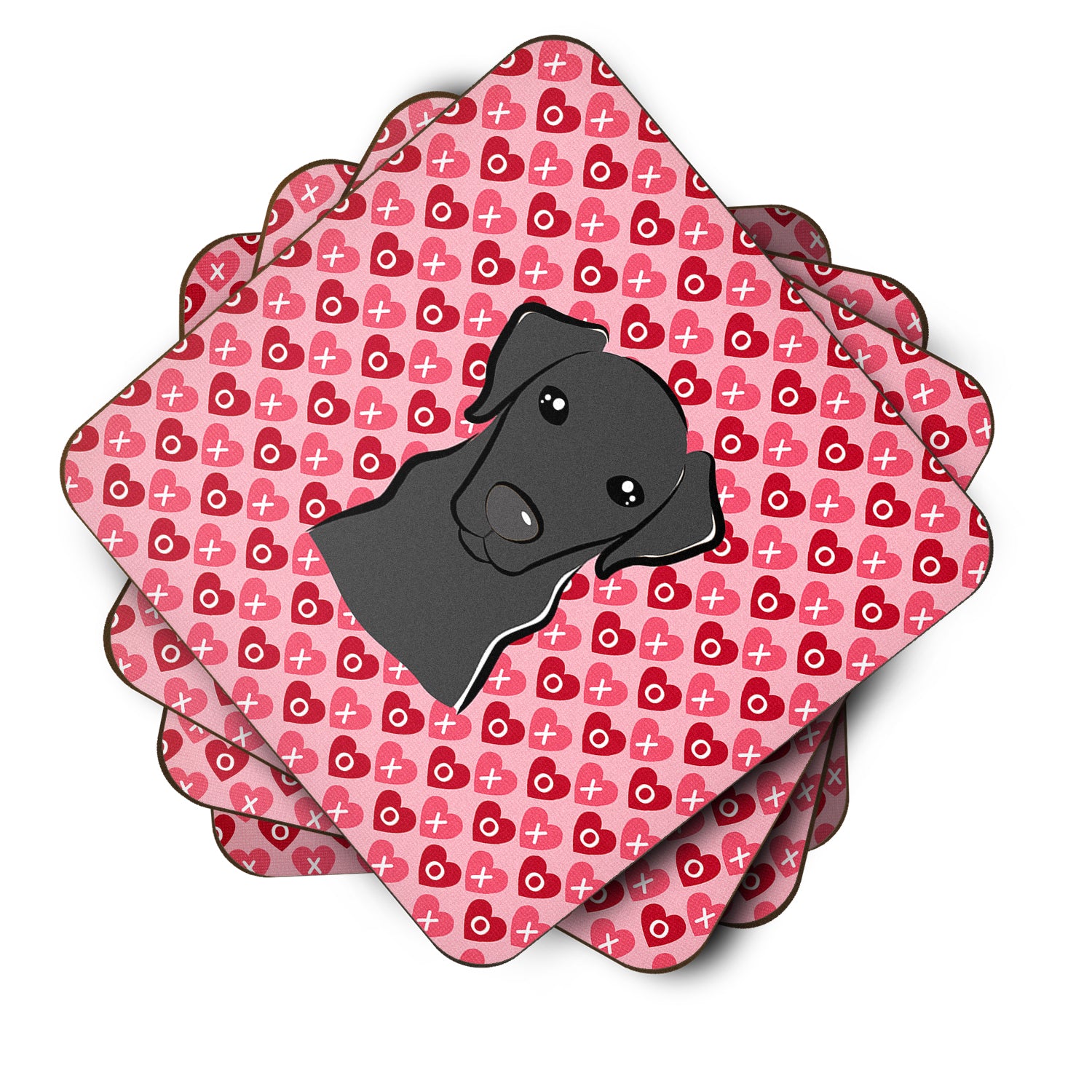 Black Labrador Hearts Foam Coaster Set of 4 BB5305FC - the-store.com