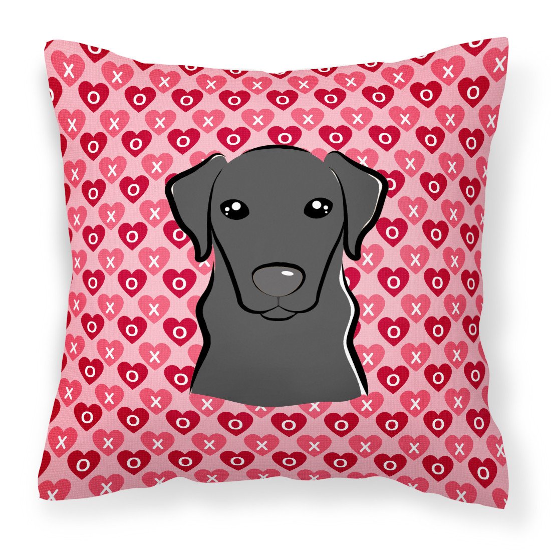 Black Labrador Hearts Fabric Decorative Pillow BB5305PW1818 by Caroline&#39;s Treasures