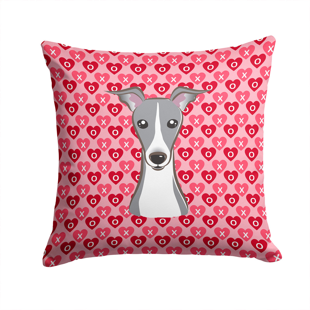 Italian Greyhound Hearts Fabric Decorative Pillow BB5306PW1414 - the-store.com
