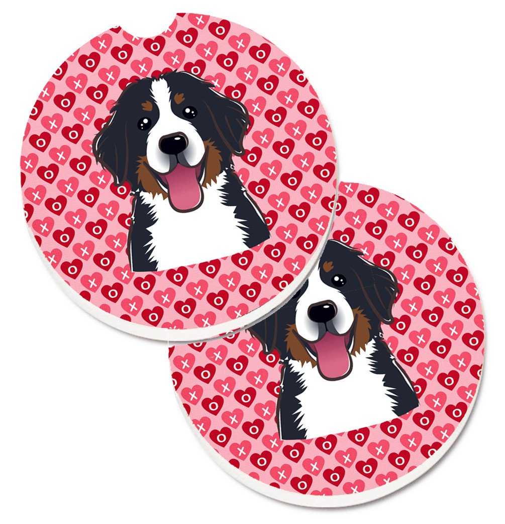 Bernese Mountain Dog Hearts Set of 2 Cup Holder Car Coasters BB5307CARC by Caroline&#39;s Treasures