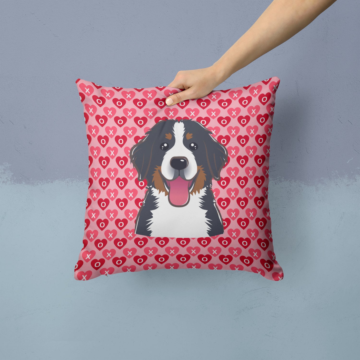 Bernese Mountain Dog Hearts Fabric Decorative Pillow BB5307PW1414 - the-store.com