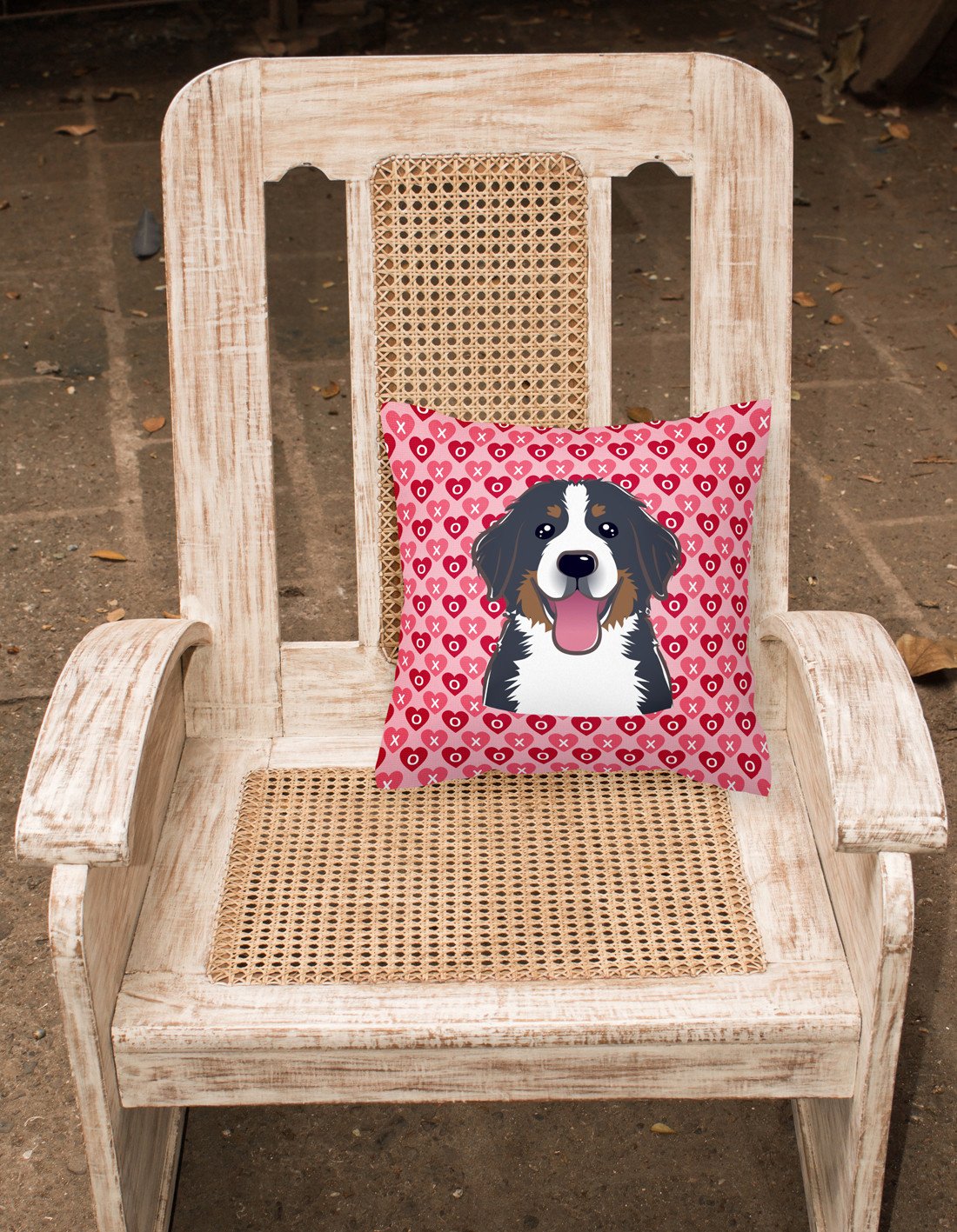 Bernese Mountain Dog Hearts Fabric Decorative Pillow BB5307PW1818 by Caroline's Treasures