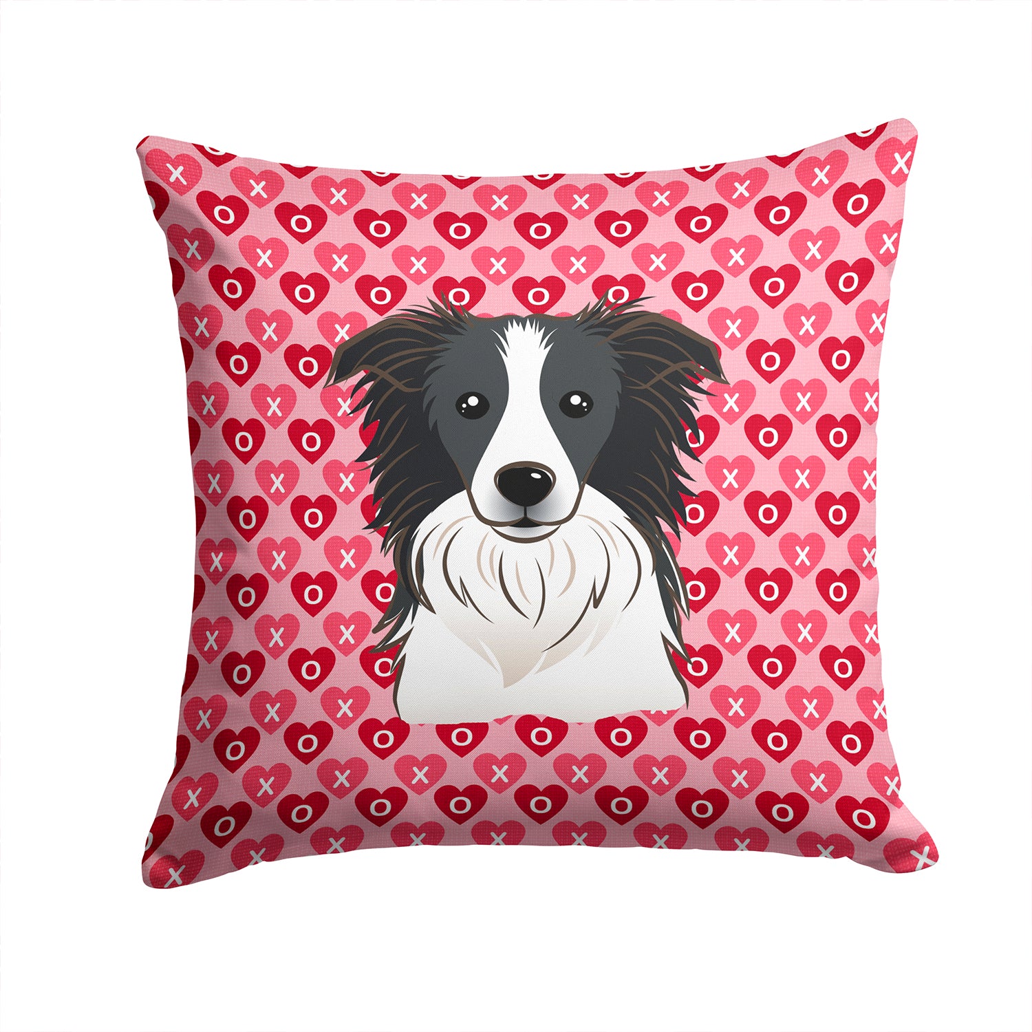 Border Collie Hearts Fabric Decorative Pillow BB5311PW1414 - the-store.com
