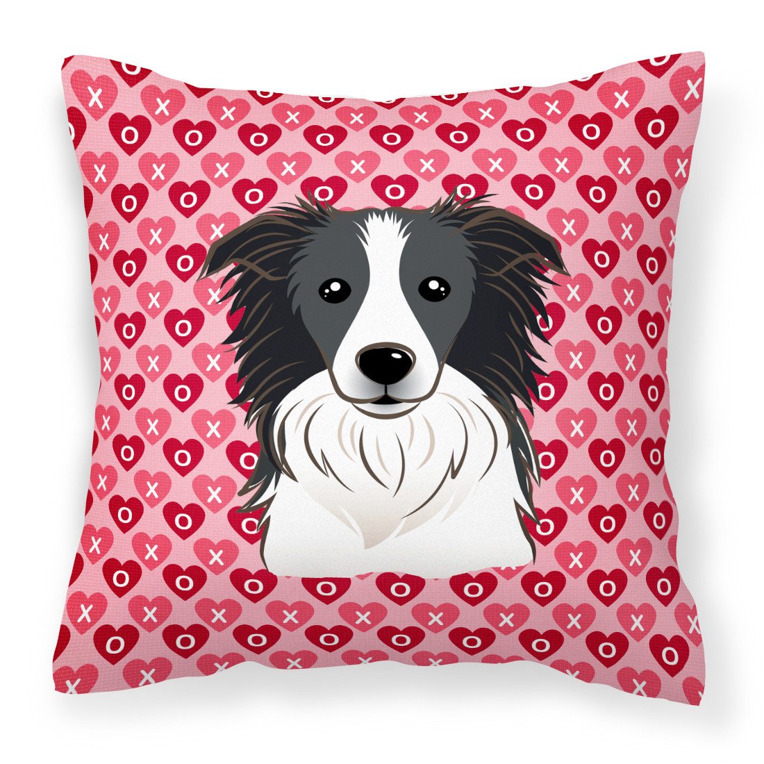 Border Collie Hearts Fabric Decorative Pillow BB5311PW1818 by Caroline's Treasures