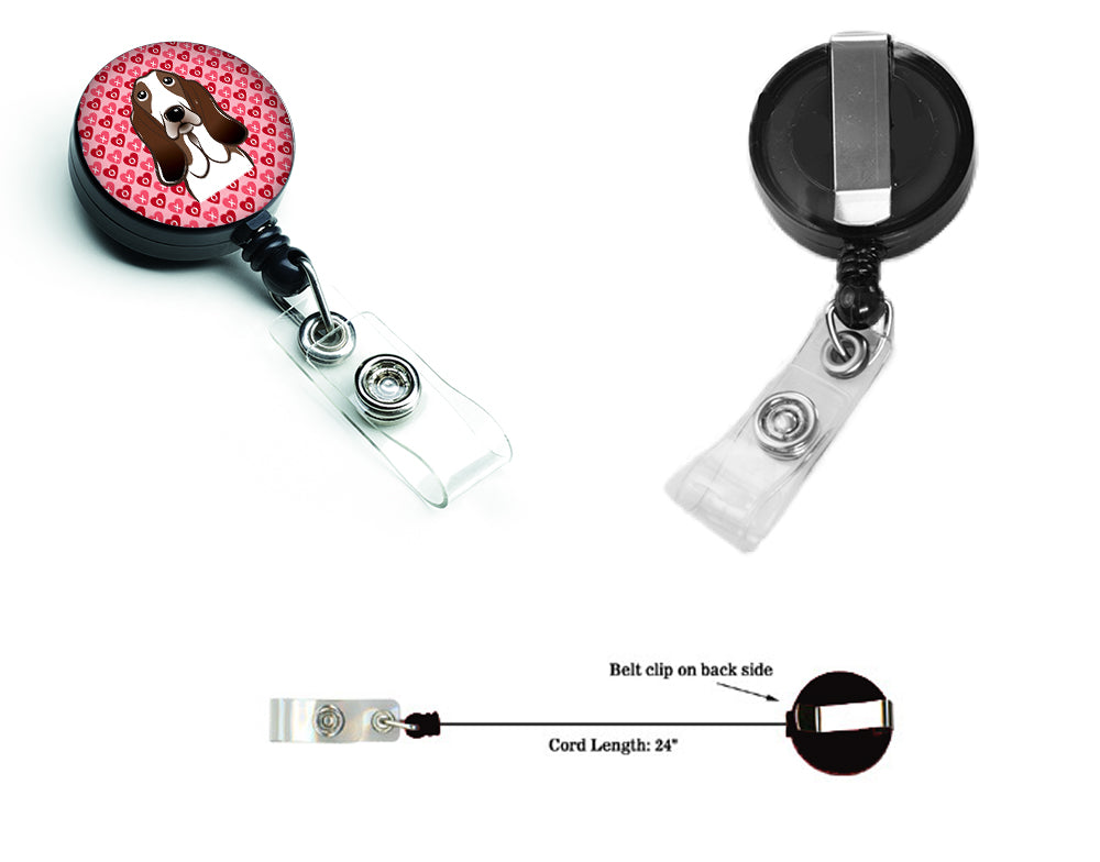 Basset Hound Hearts Retractable Badge Reel BB5313BR  the-store.com.