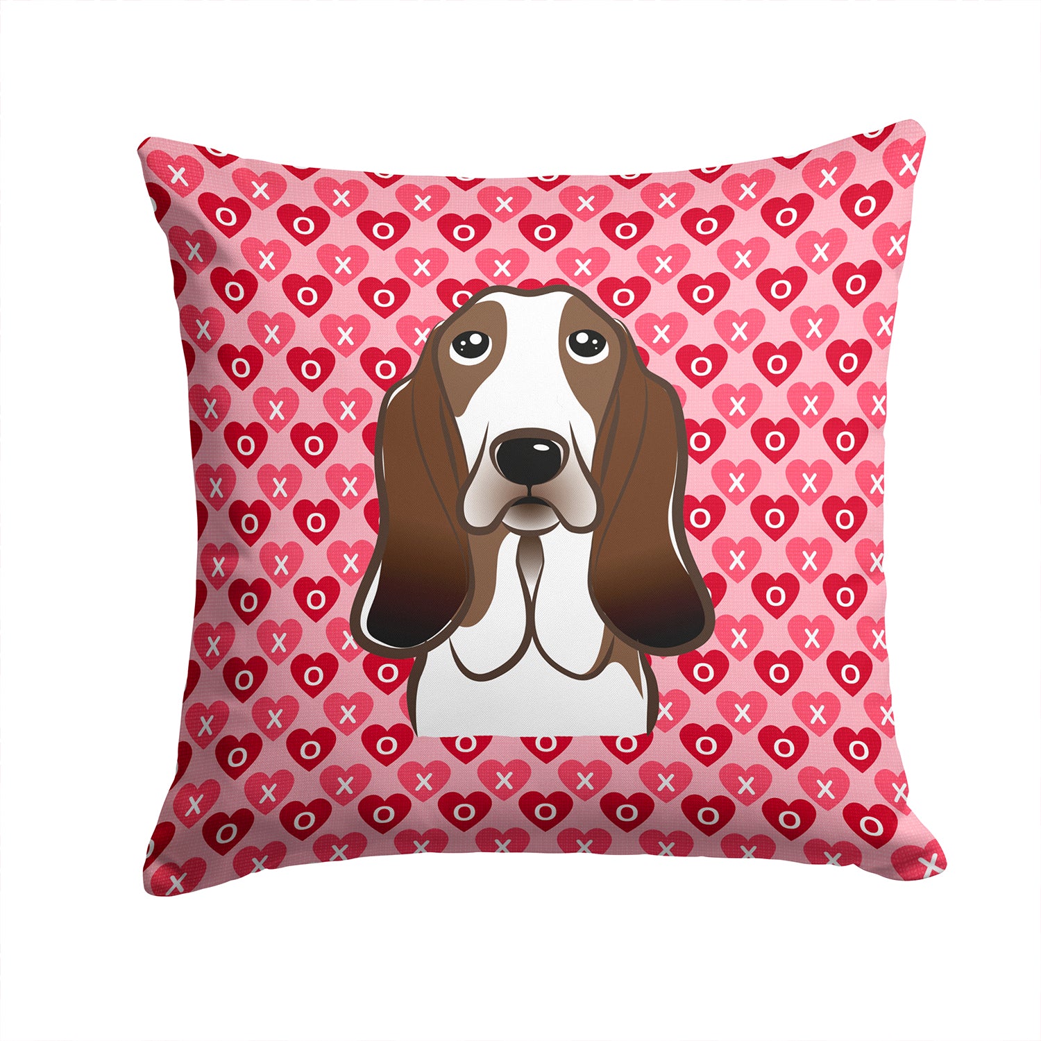 Basset Hound Hearts Fabric Decorative Pillow BB5313PW1414 - the-store.com