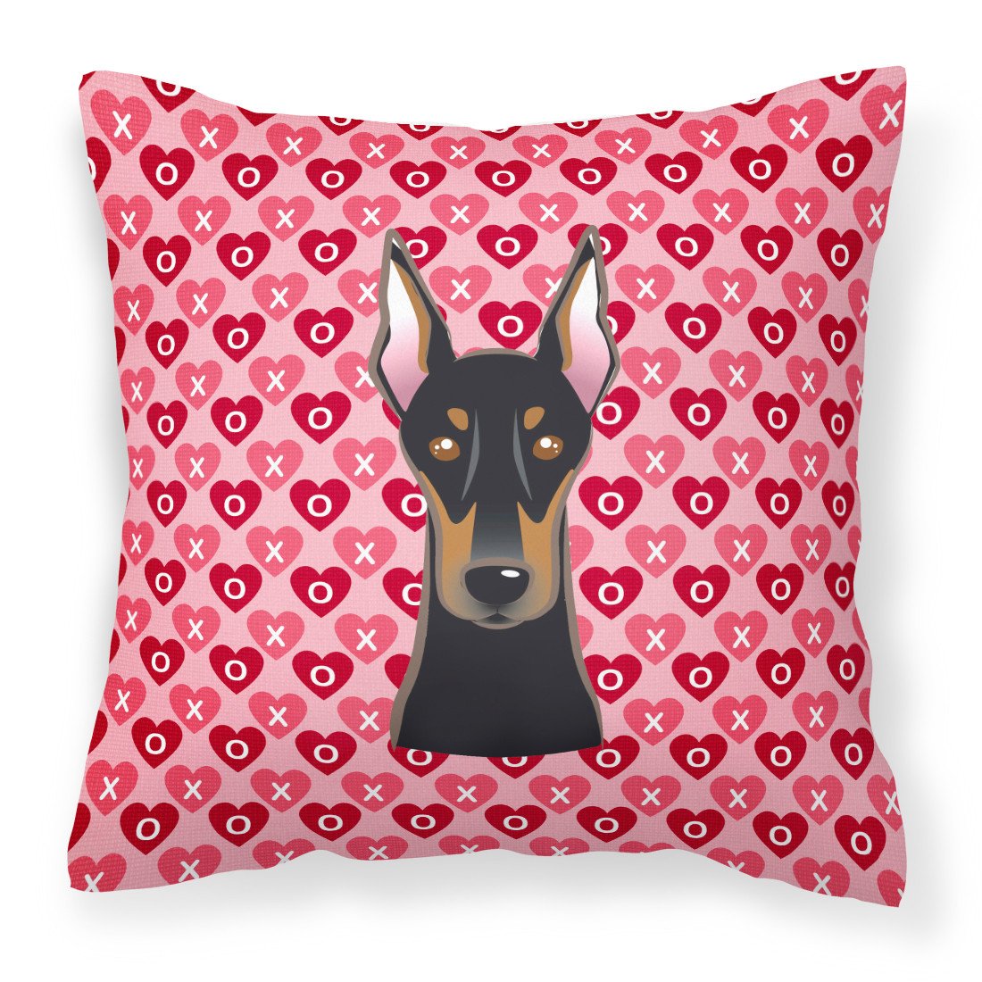 Doberman Pinscher Hearts Fabric Decorative Pillow BB5315PW1818 by Caroline&#39;s Treasures