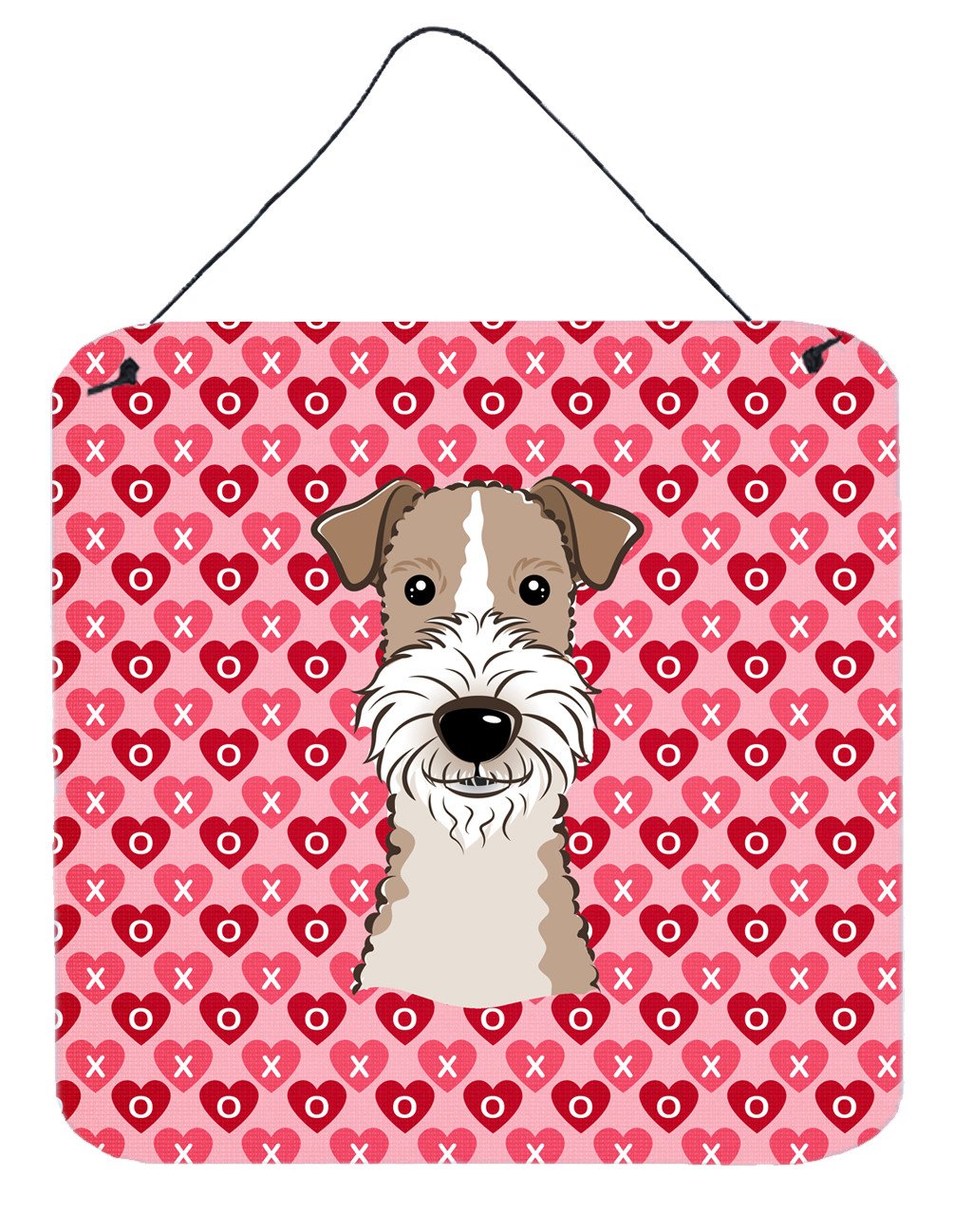 Wire Haired Fox Terrier Hearts Wall or Door Hanging Prints BB5317DS66 by Caroline&#39;s Treasures