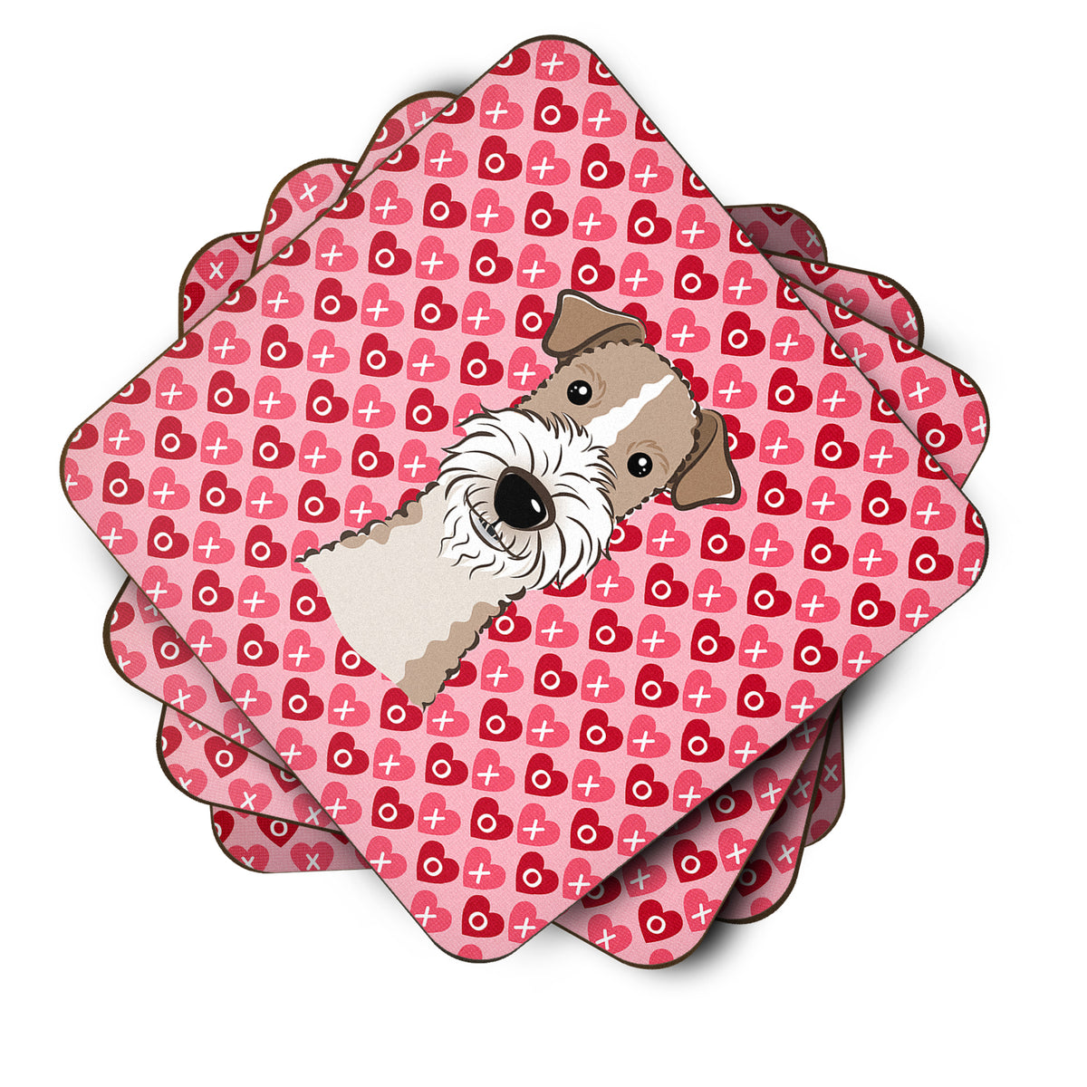 Wire Haired Fox Terrier Hearts Foam Coaster Set of 4 BB5317FC - the-store.com