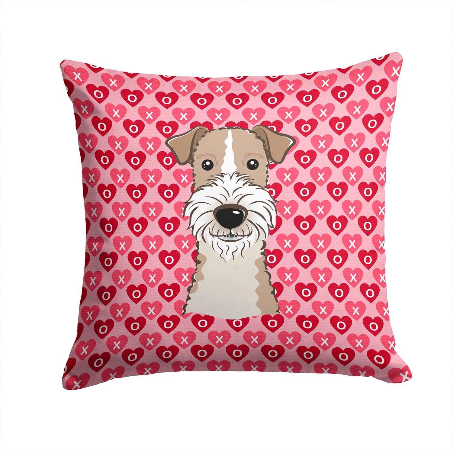 Wire Haired Fox Terrier Hearts Fabric Decorative Pillow BB5317PW1414 - the-store.com