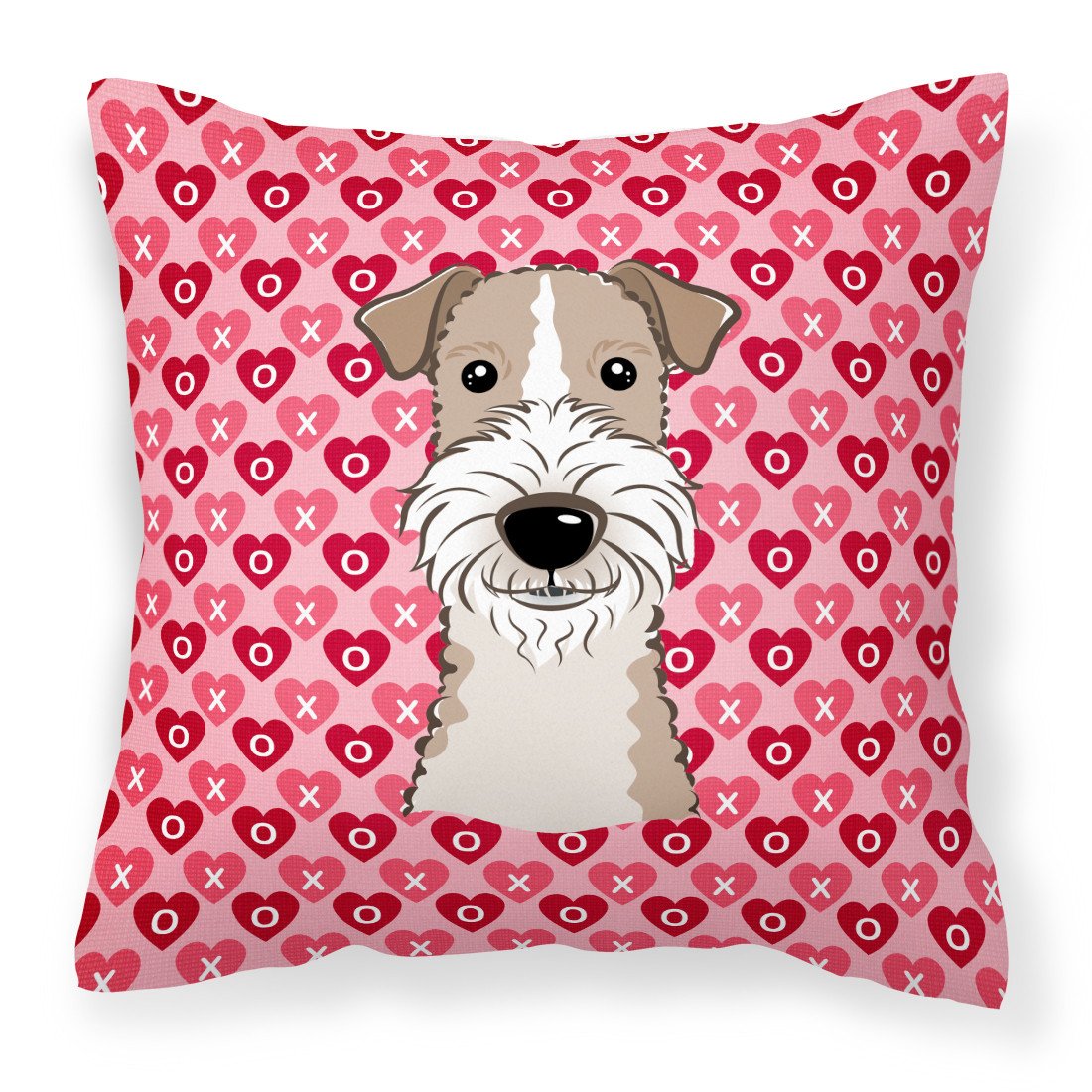Wire Haired Fox Terrier Hearts Fabric Decorative Pillow BB5317PW1818 by Caroline&#39;s Treasures