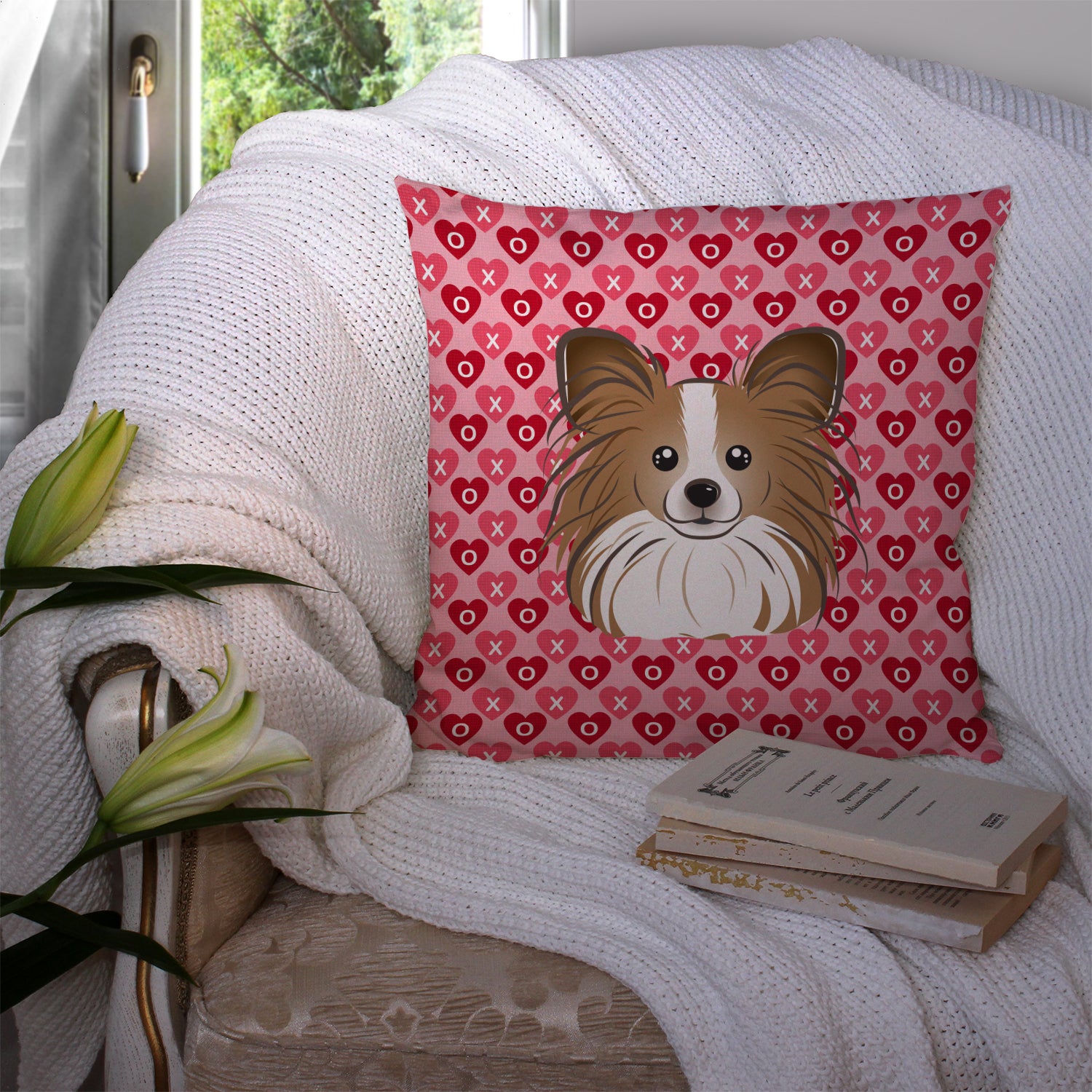 Papillon Hearts Fabric Decorative Pillow BB5318PW1414 - the-store.com