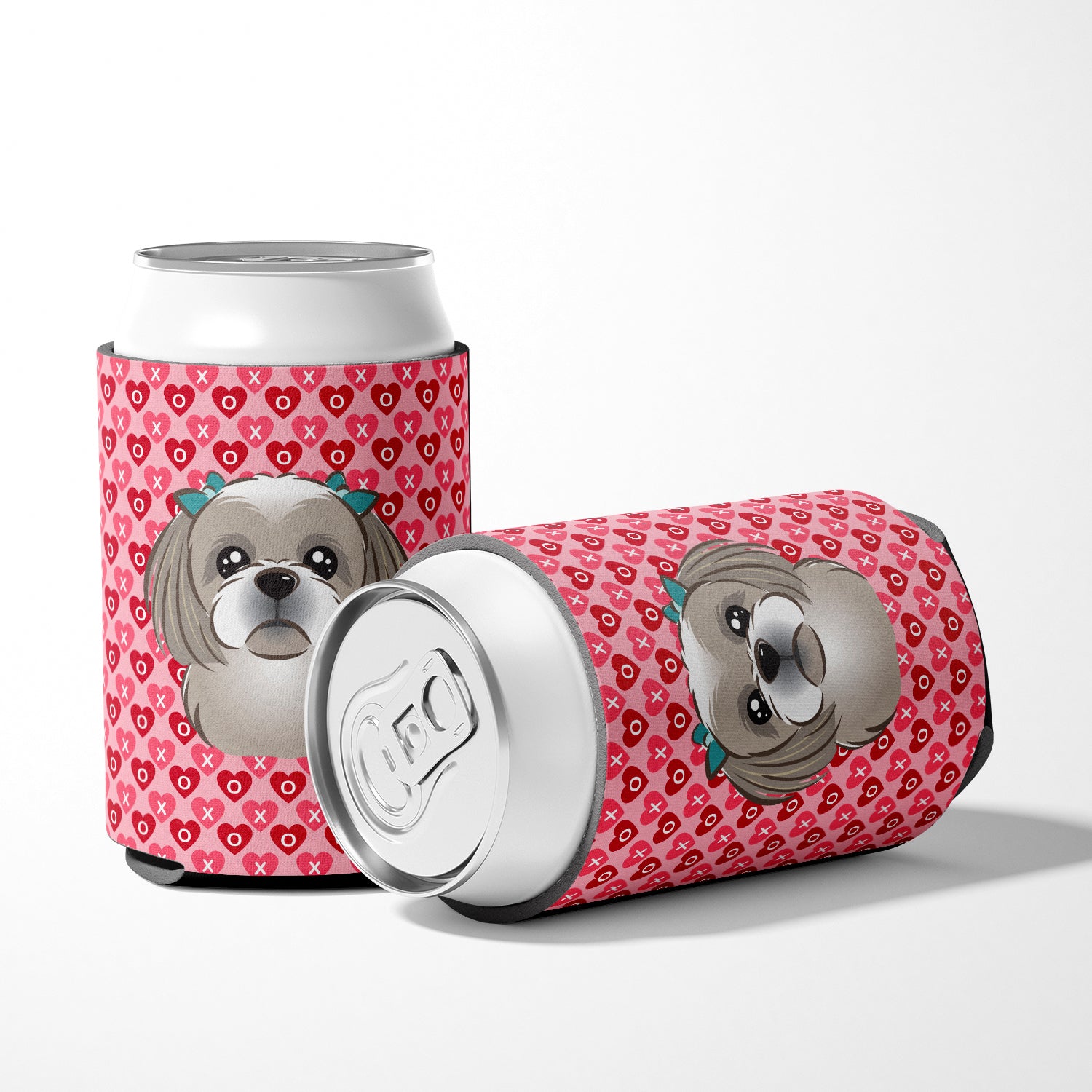 Gray Silver Shih Tzu Hearts Can or Bottle Hugger BB5320CC  the-store.com.