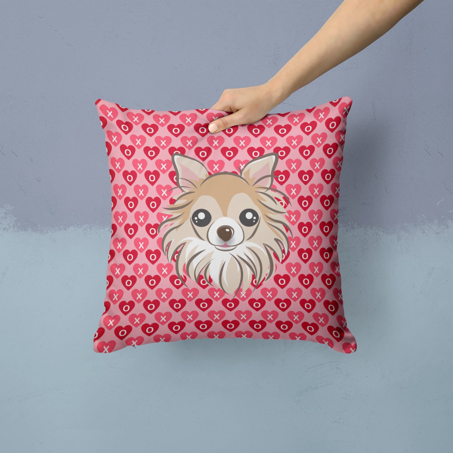 Chihuahua Hearts Fabric Decorative Pillow BB5321PW1414 - the-store.com