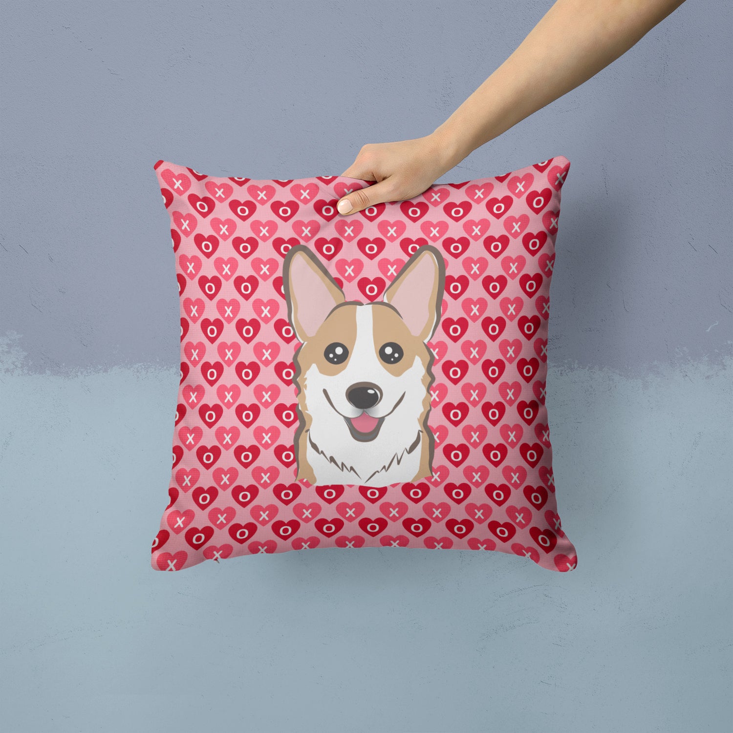 Sable Corgi Hearts Fabric Decorative Pillow BB5323PW1414 - the-store.com