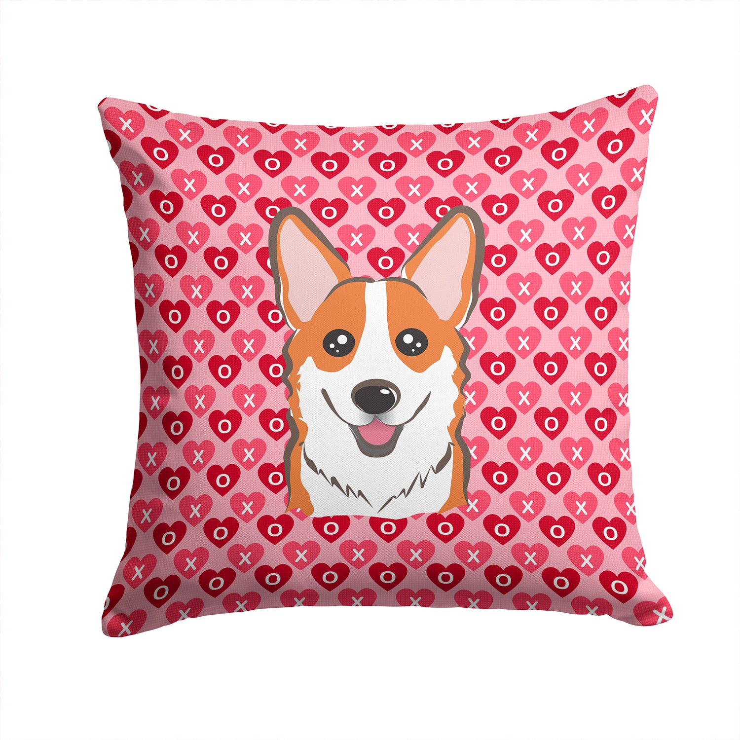 Red Corgi Hearts Fabric Decorative Pillow BB5324PW1414 - the-store.com