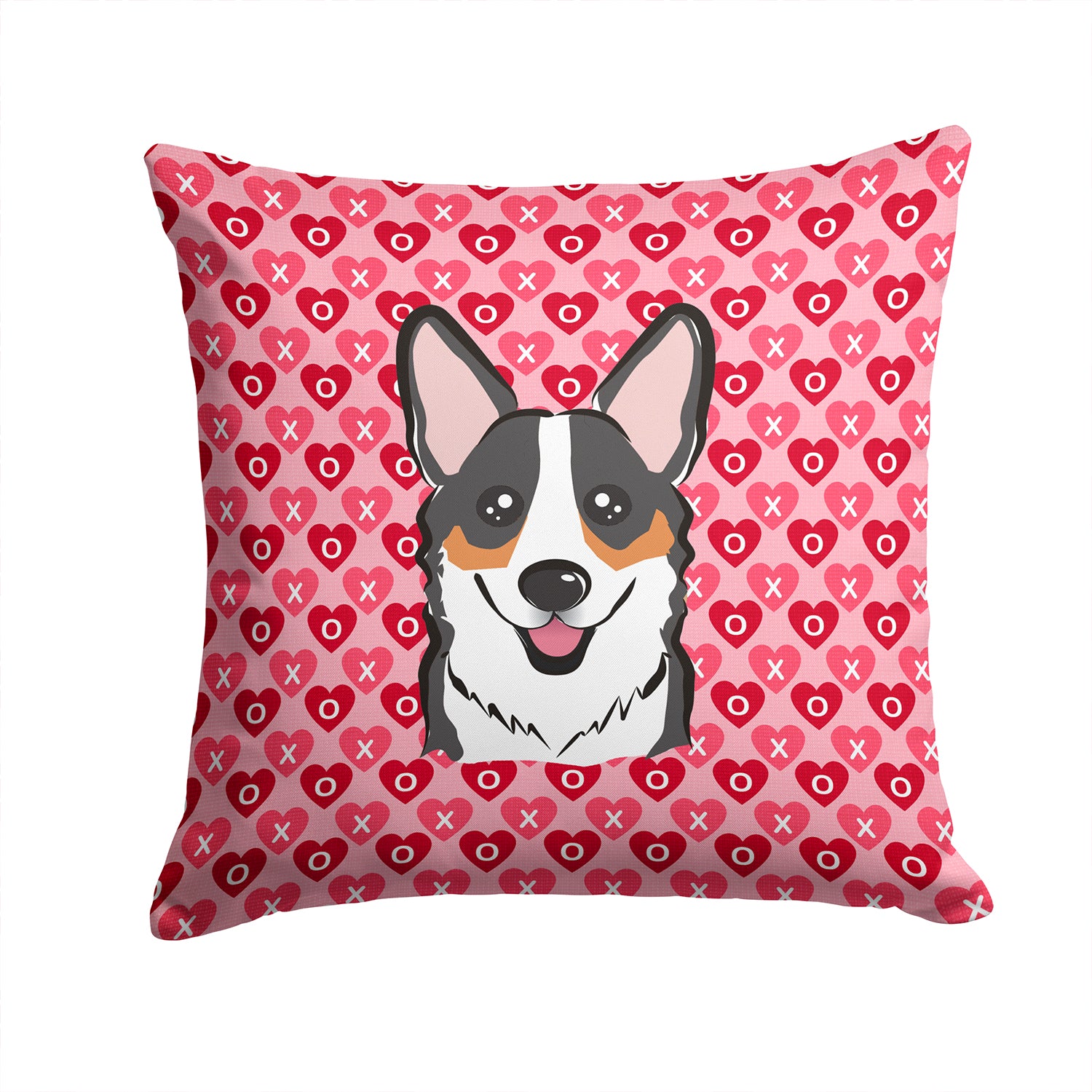 Tricolor Corgi Hearts Fabric Decorative Pillow BB5325PW1414 - the-store.com