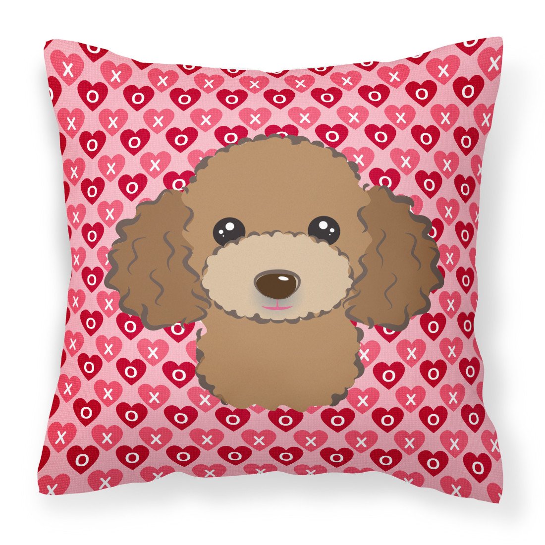 Chocolate Brown Poodle Hearts Fabric Decorative Pillow BB5326PW1818 by Caroline's Treasures