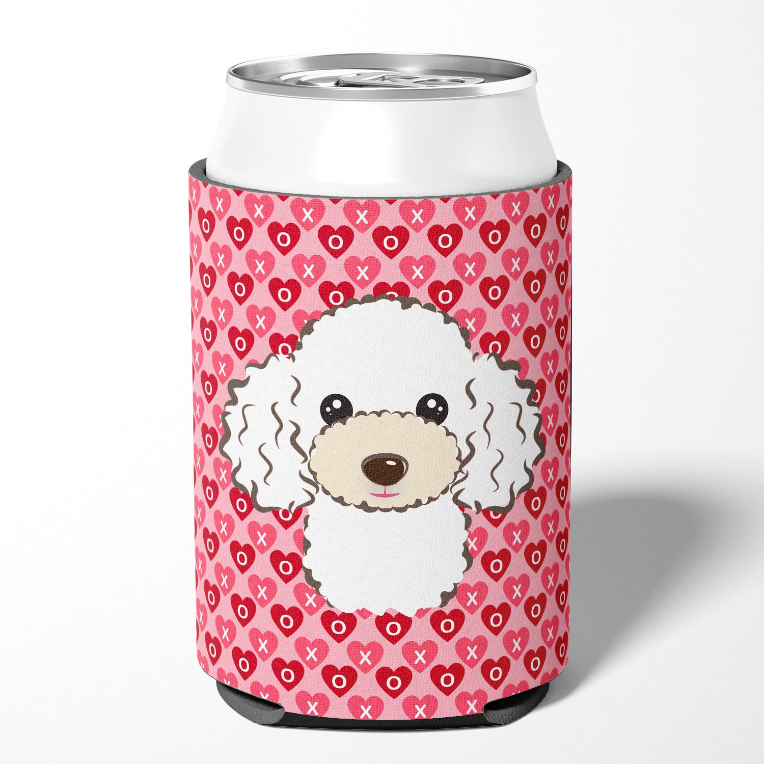 White Poodle Hearts Can or Bottle Hugger BB5327CC