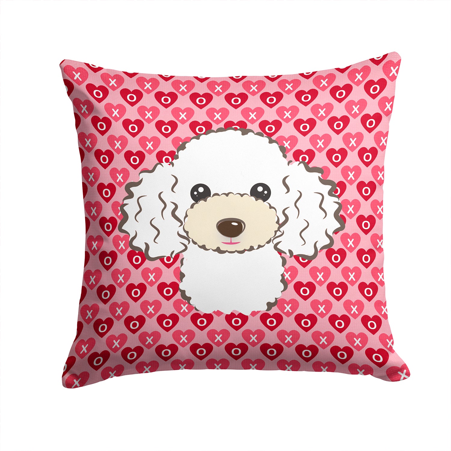 White Poodle Hearts Fabric Decorative Pillow BB5327PW1414 - the-store.com