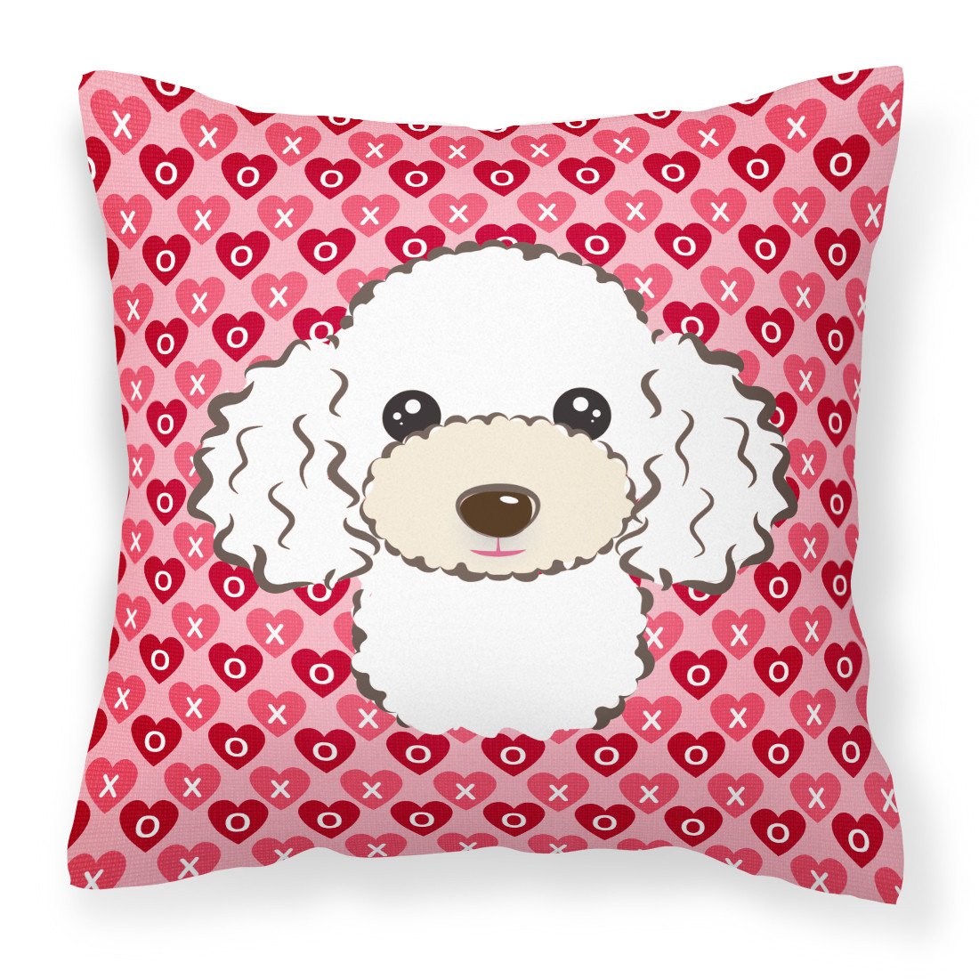 White Poodle Hearts Fabric Decorative Pillow BB5327PW1818 by Caroline's Treasures
