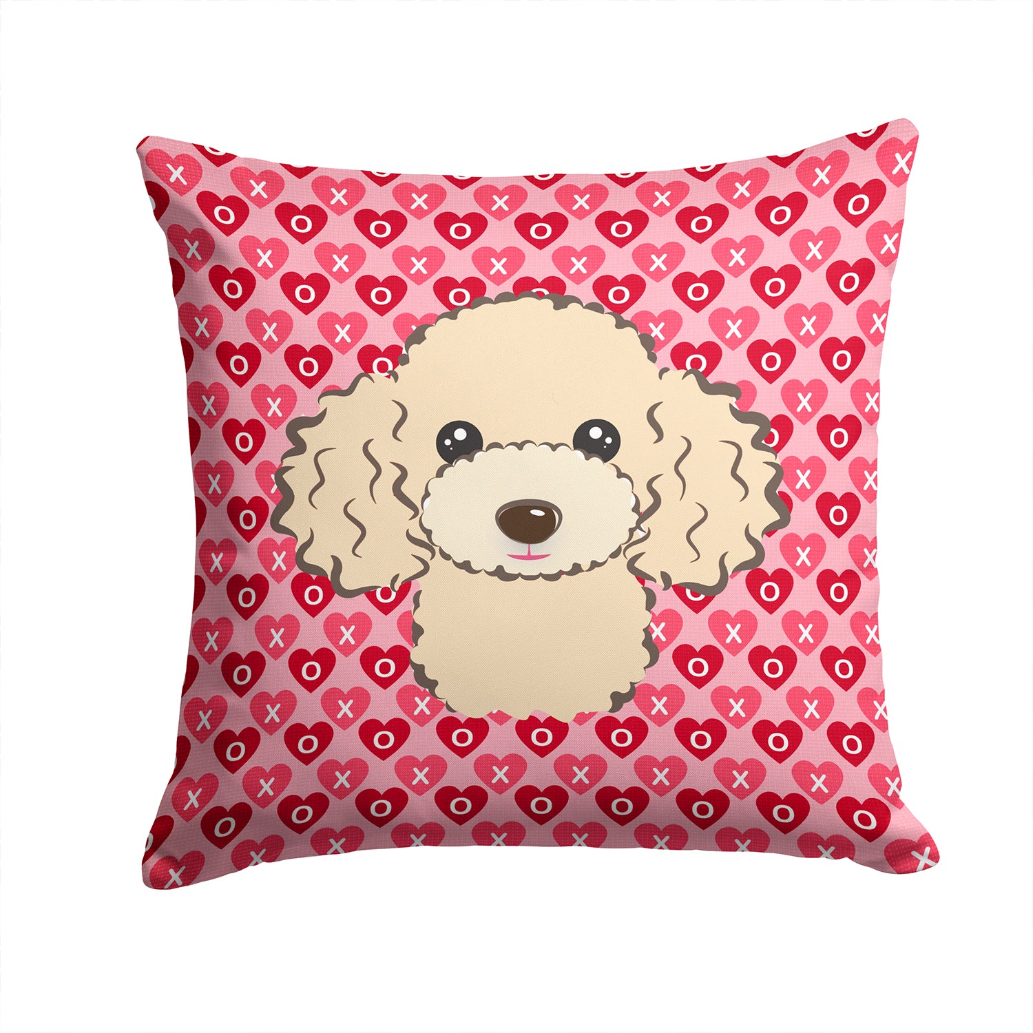 Buff Poodle Hearts Fabric Decorative Pillow BB5328PW1414 - the-store.com