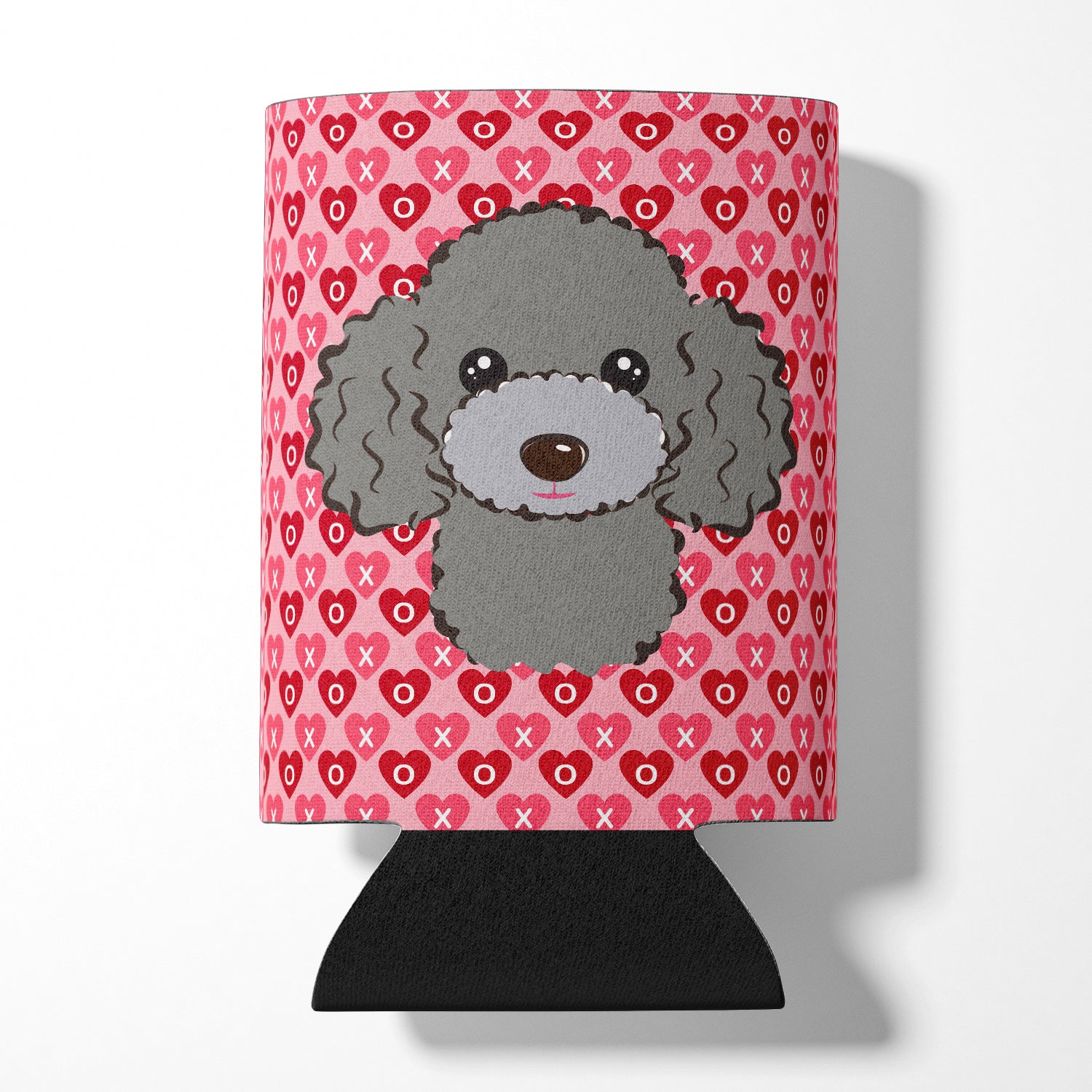 Silver Gray Poodle Hearts Can or Bottle Hugger BB5329CC