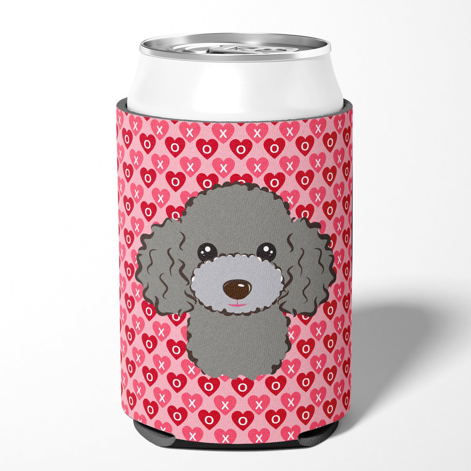 Silver Gray Poodle Hearts Can or Bottle Hugger BB5329CC  the-store.com.