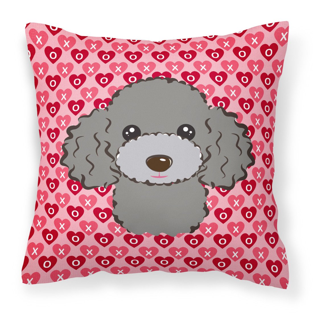 Silver Gray Poodle Hearts Fabric Decorative Pillow BB5329PW1818 by Caroline's Treasures