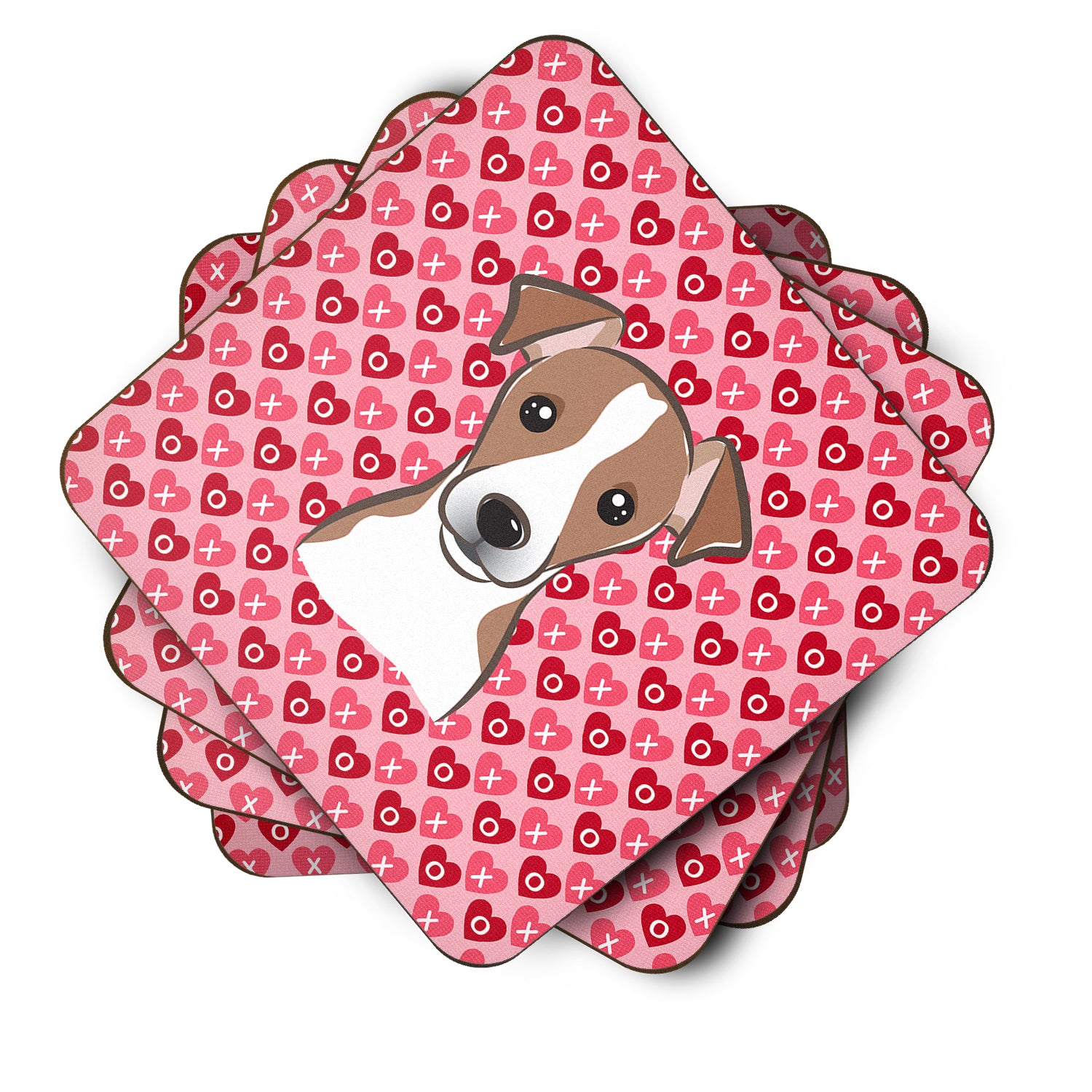 Jack Russell Terrier Hearts Foam Coaster Set of 4 BB5330FC - the-store.com