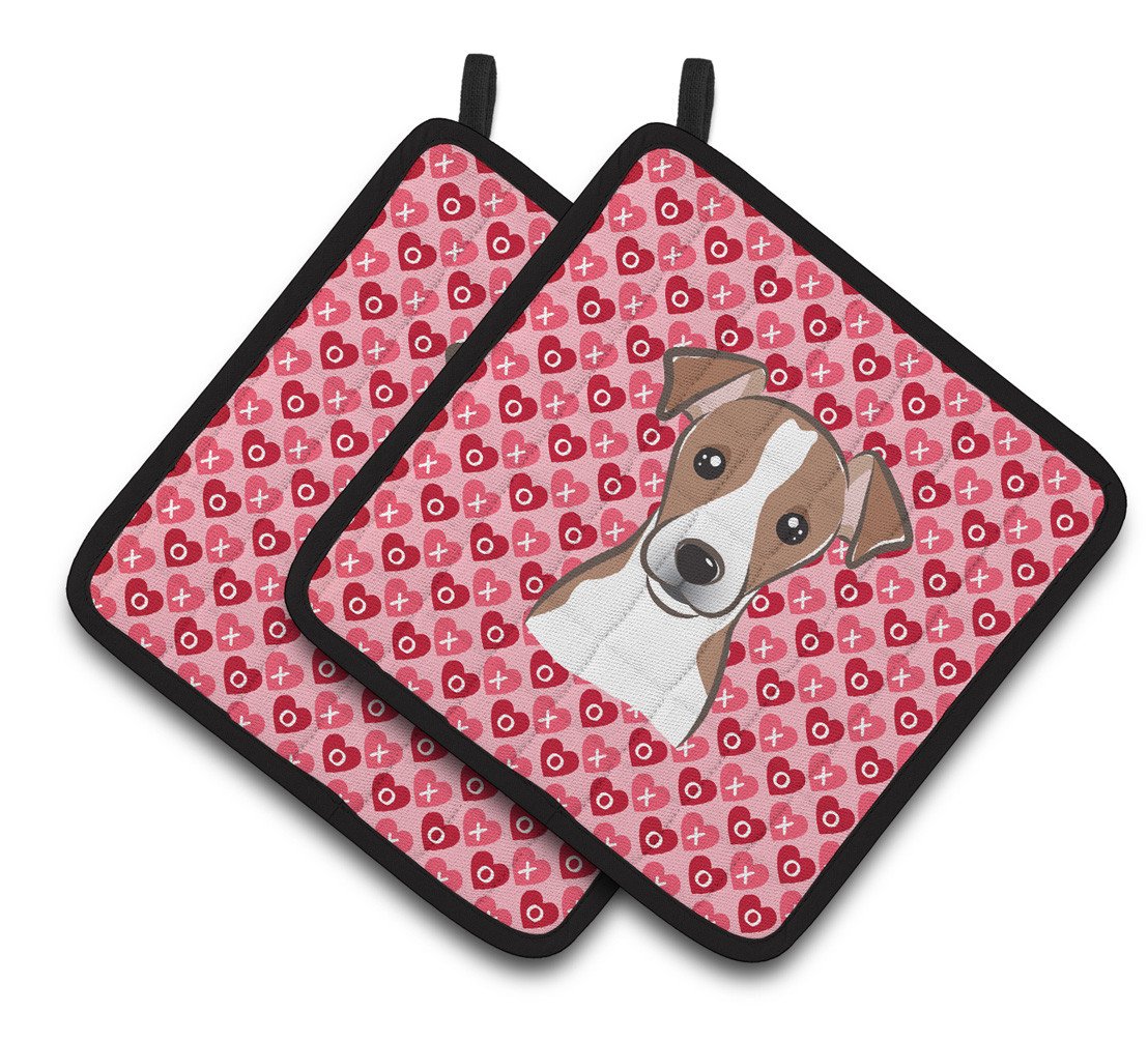 Jack Russell Terrier Hearts Pair of Pot Holders BB5330PTHD by Caroline&#39;s Treasures