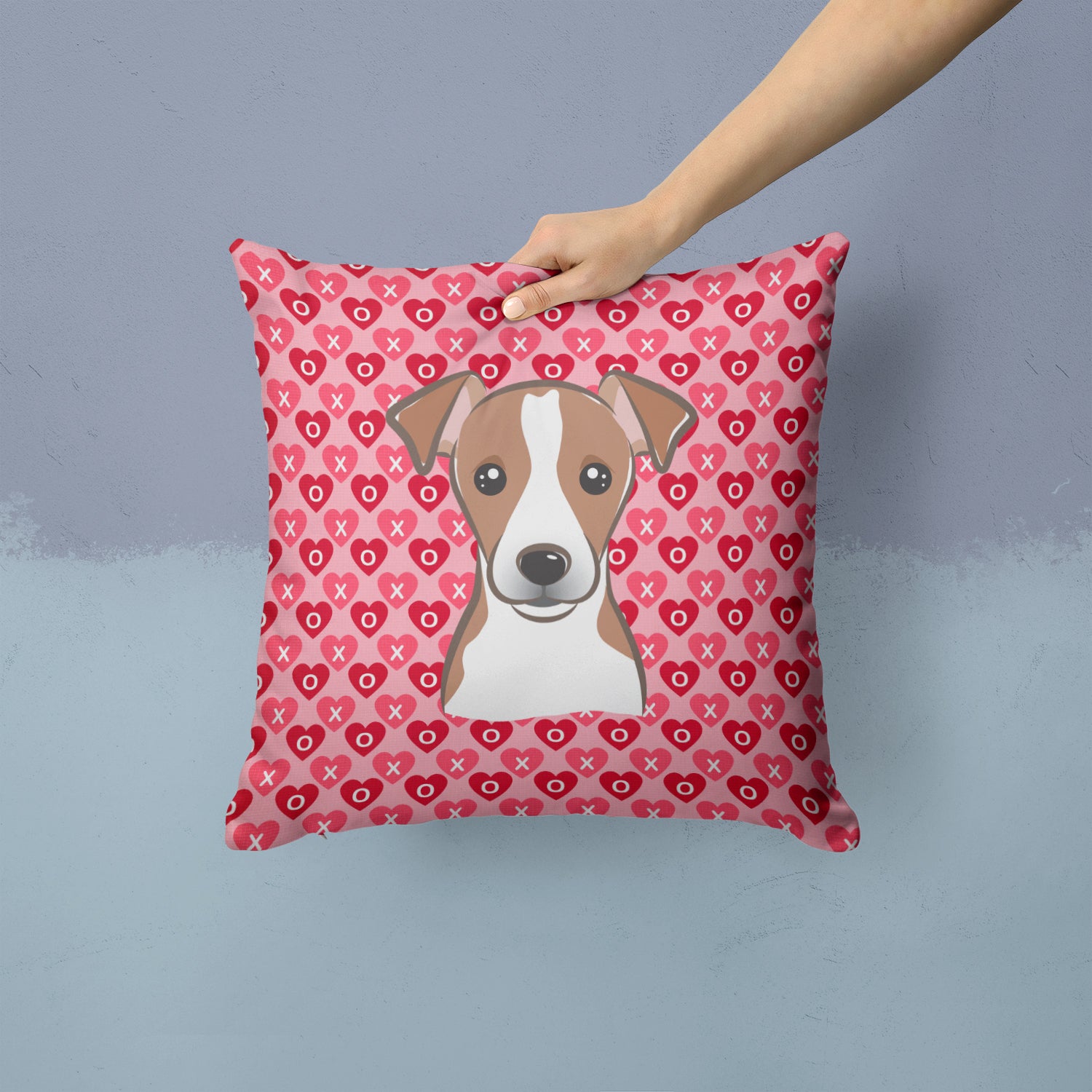 Jack Russell Terrier Hearts Fabric Decorative Pillow BB5330PW1414 - the-store.com
