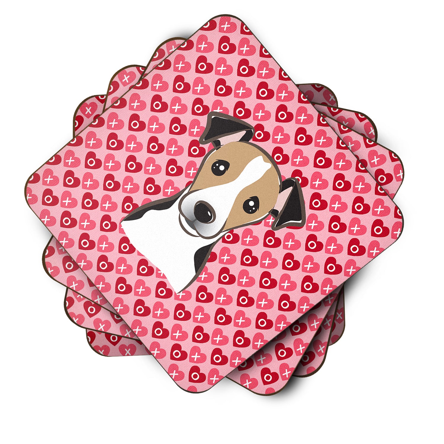 Jack Russell Terrier Hearts Foam Coaster Set of 4 BB5331FC - the-store.com