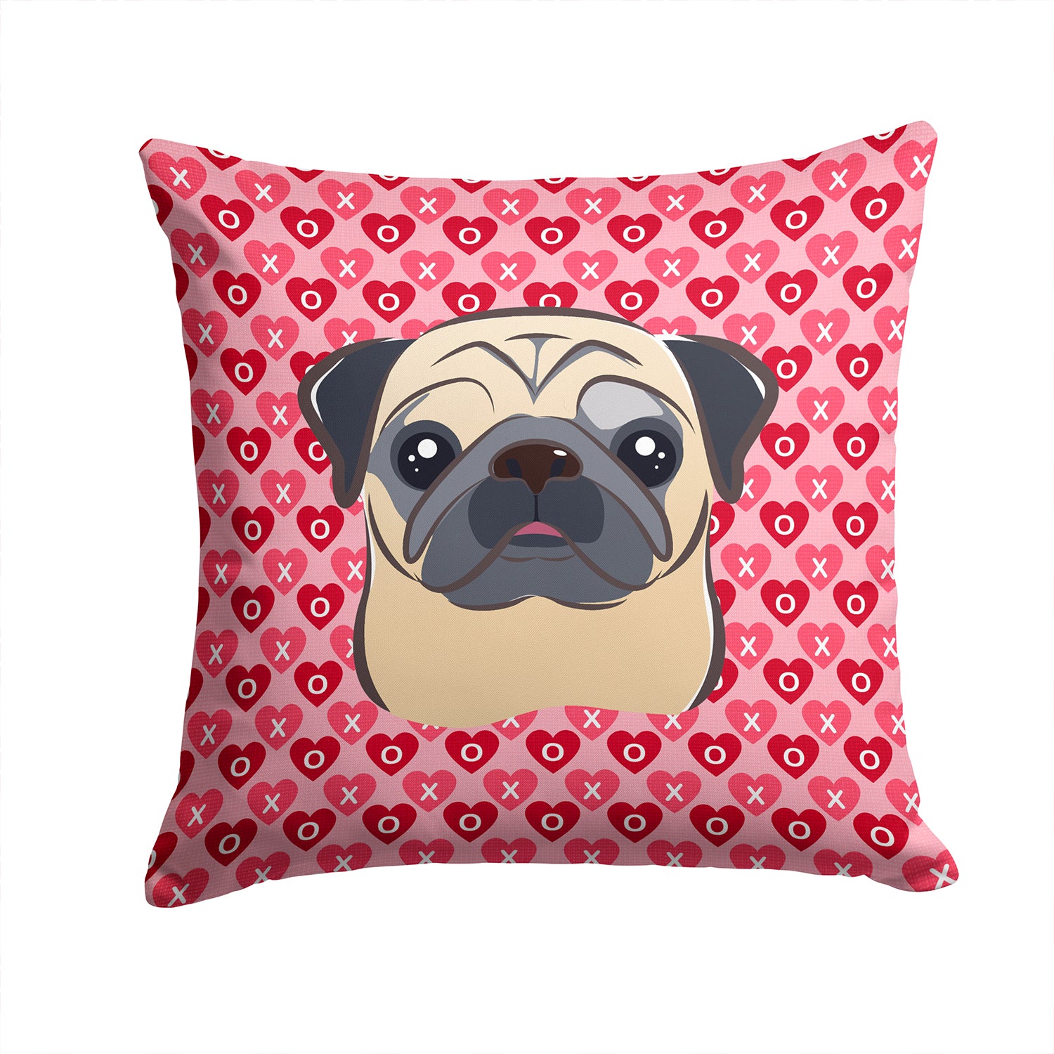 Fawn Pug Hearts Fabric Decorative Pillow BB5332PW1414 - the-store.com