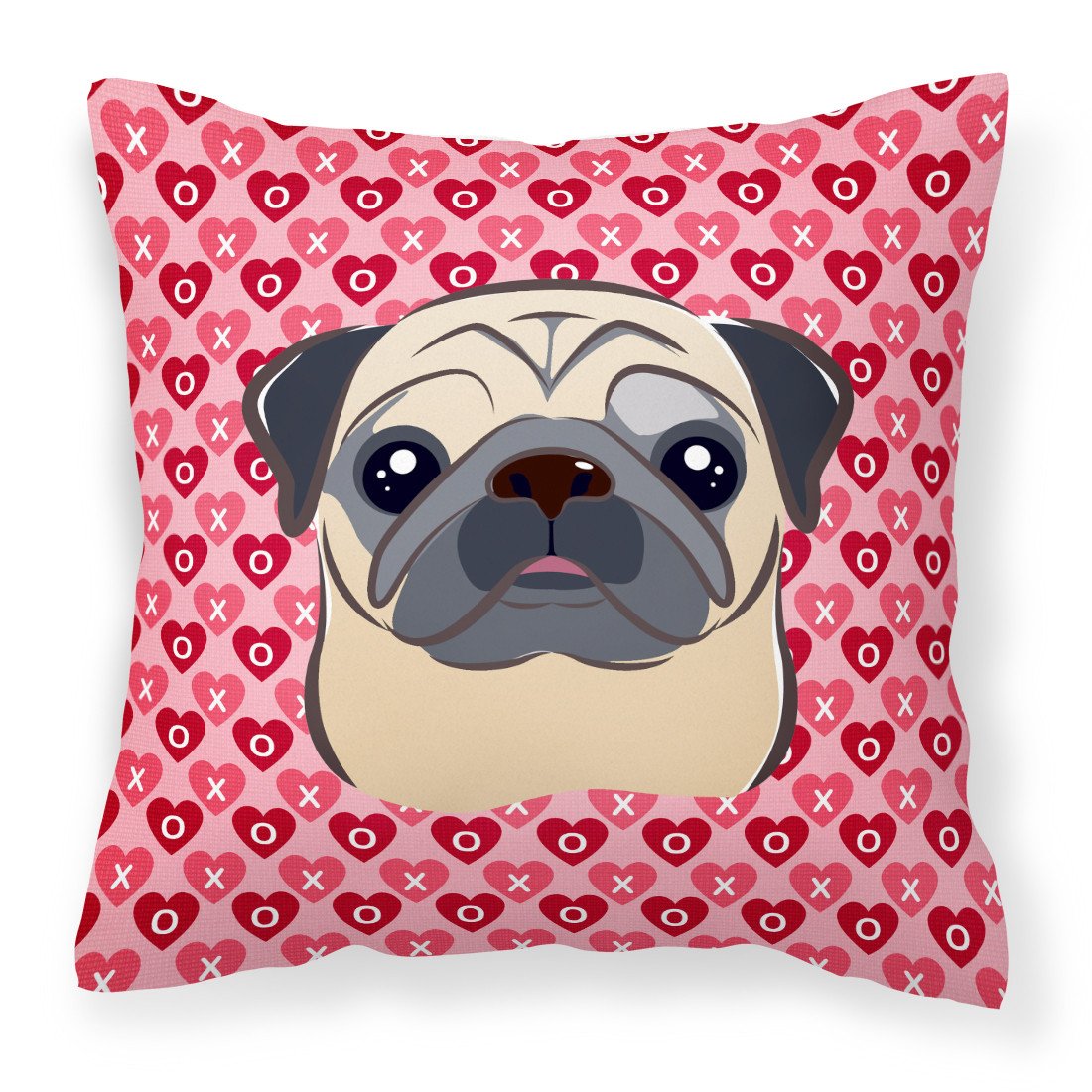 Fawn Pug Hearts Fabric Decorative Pillow BB5332PW1818 by Caroline&#39;s Treasures
