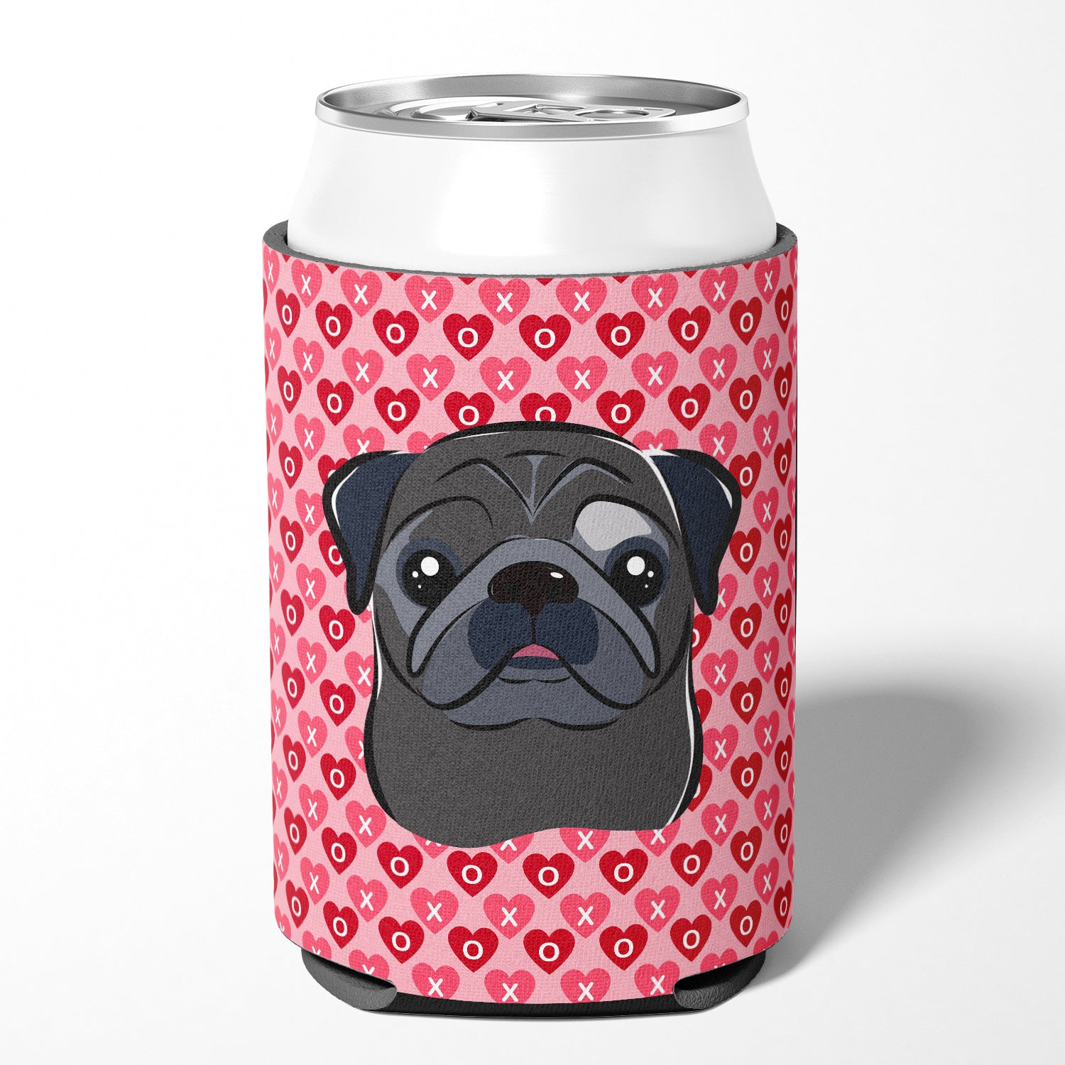 Black Pug Hearts Can or Bottle Hugger BB5333CC  the-store.com.