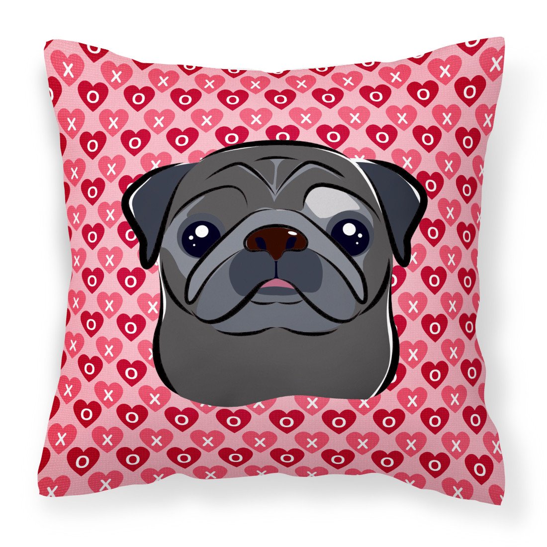 Black Pug Hearts Fabric Decorative Pillow BB5333PW1818 by Caroline's Treasures